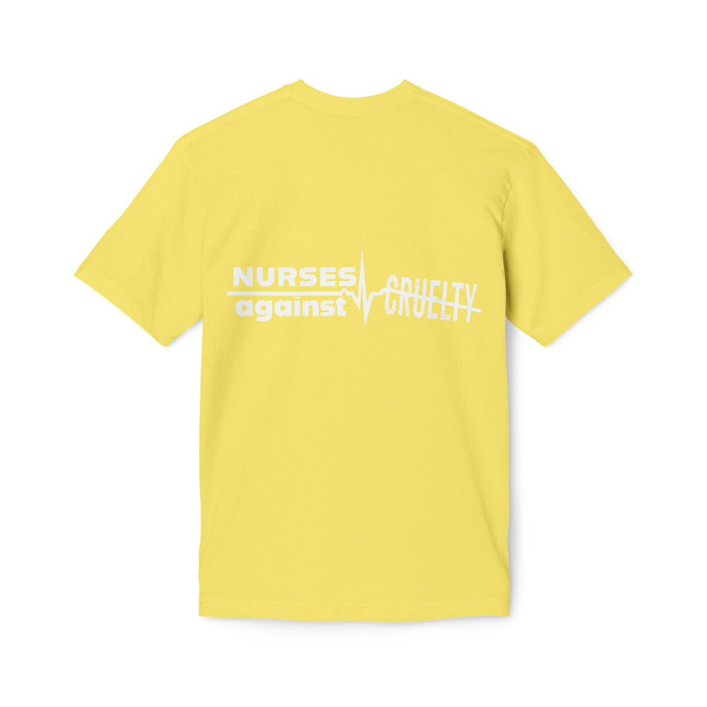Unisex Midweight T-shirt, Nurses Against Fascism (front) - Nurses Against Cruelty (back) - 100% Polyster - NAF-T-BS5040