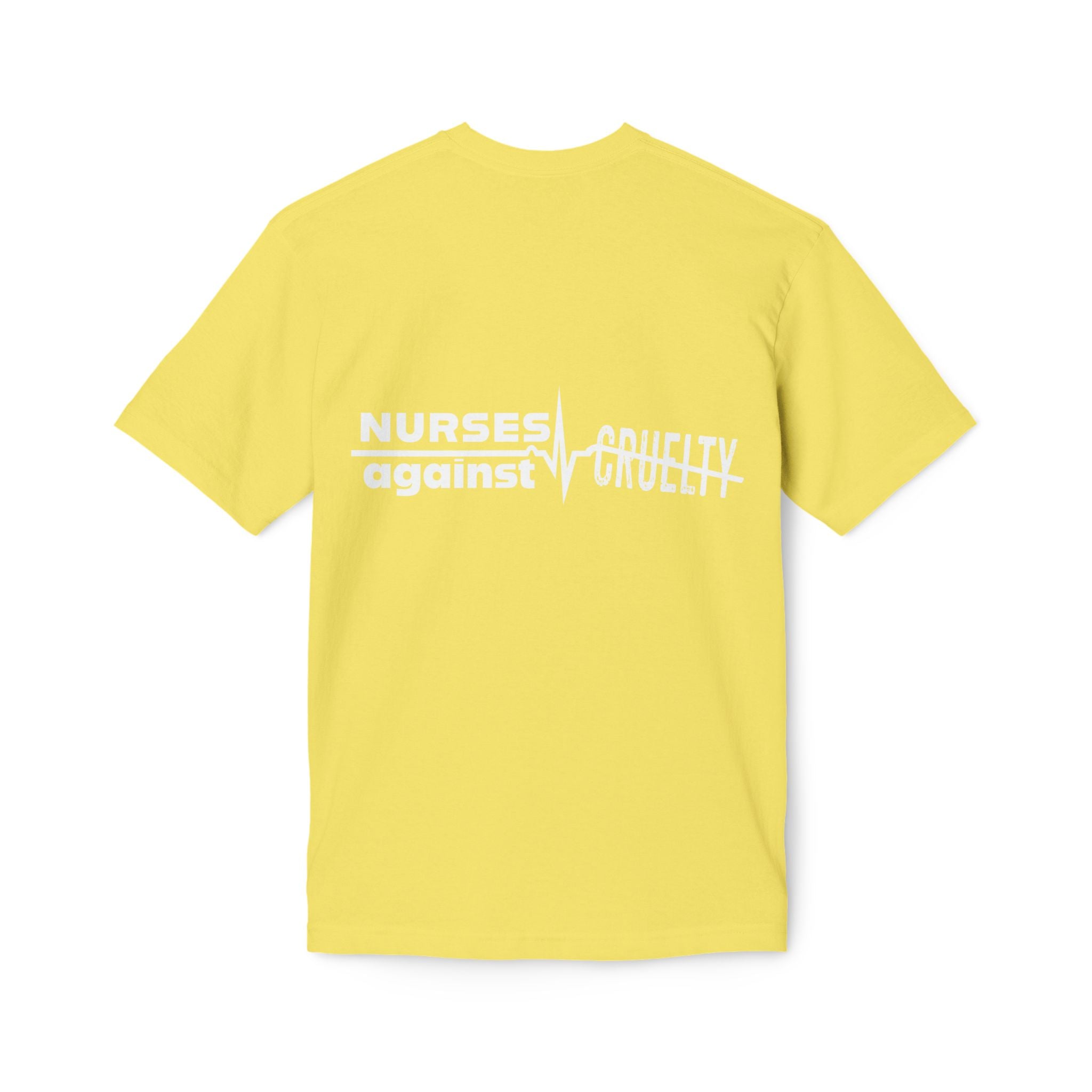 Unisex Midweight T-shirt, Nurses Against Fascism (front) - Nurses Against Cruelty (back) - 100% Polyster - NAF-T-BS5040
