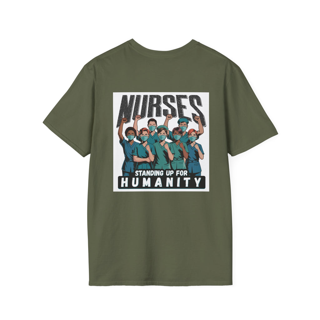 Unisex Lightweight fabric T-Shirt - Nurses For Healing The Nation (front) - Nurses Standing Up For Humanity (back) - 100% ring-spun cotton - NFH-T-G64000
