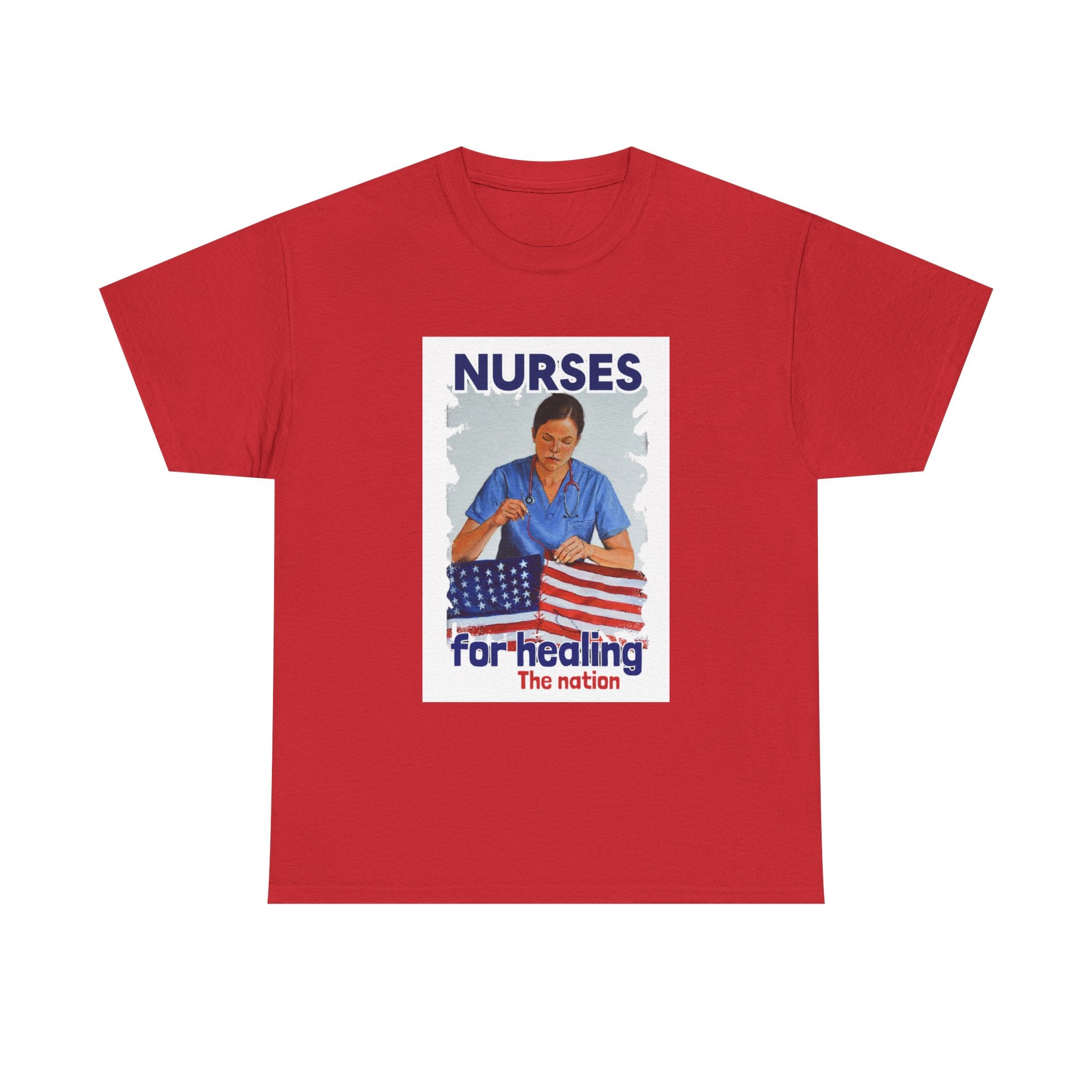 Unisex Medium fabric Cotton Tee - Nurses For Healing The Nation (front) - Nurses Standing Up For Humanity (back) - 100% cotton - NFH-T-G5000