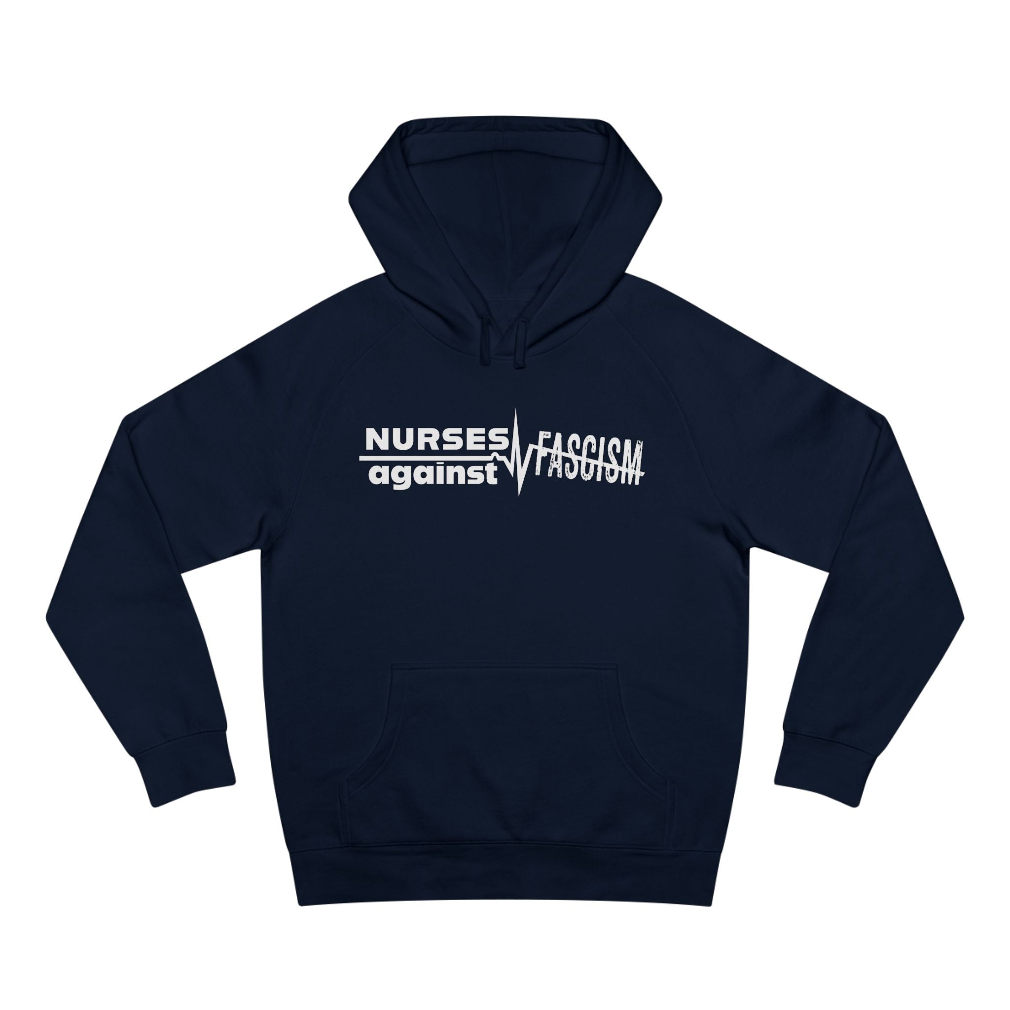 Unisex Mid-weight Hoodie - Nurses Against Fascism (front) - Nurses Against Cruelty (back) - 80% cotton, 20% polyester - NAF-H-AC5101