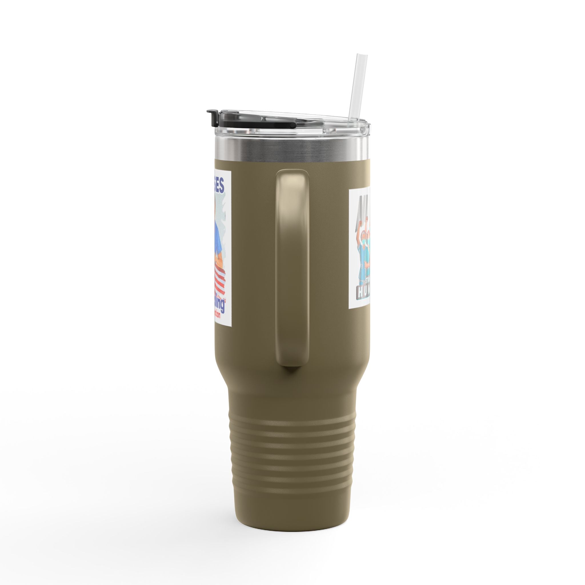 Travel Mug - Nurses For Healing The Nation (front) - Nurses Standing Up For Humanity (back) - 100% stainless steel (body) - NFH-TM-40oz
