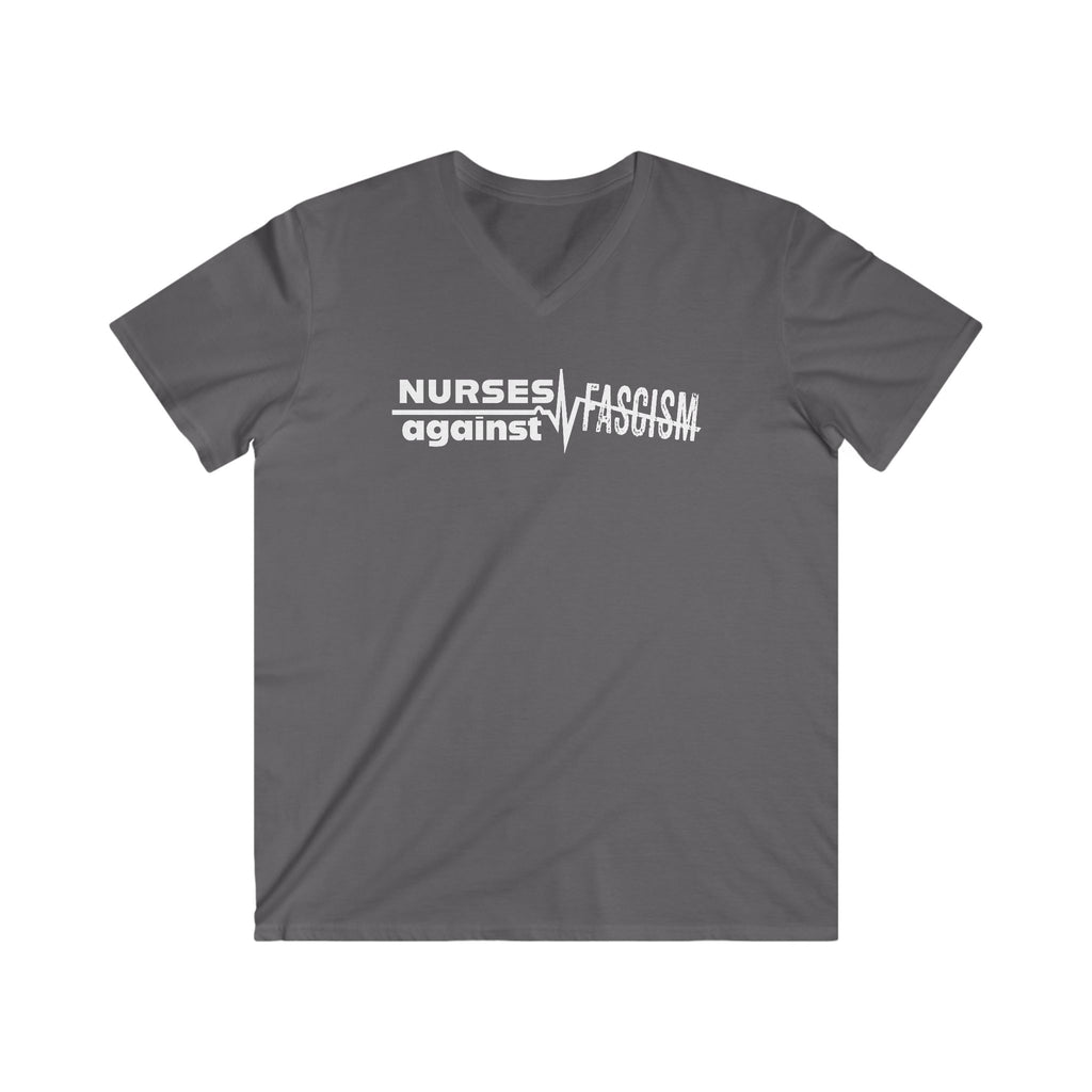 Unisex Medium fabric V-Neck T-Shirt - Nurses Against Fascism (front) - Nurses Against Cruelty (back) - 100% cotton - NAF-V-G5V00L