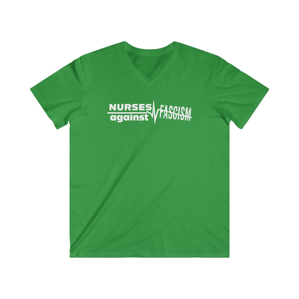 Unisex Medium fabric V-Neck T-Shirt - Nurses Against Fascism (front) - Nurses Against Cruelty (back) - 100% cotton - NAF-V-G5V00L
