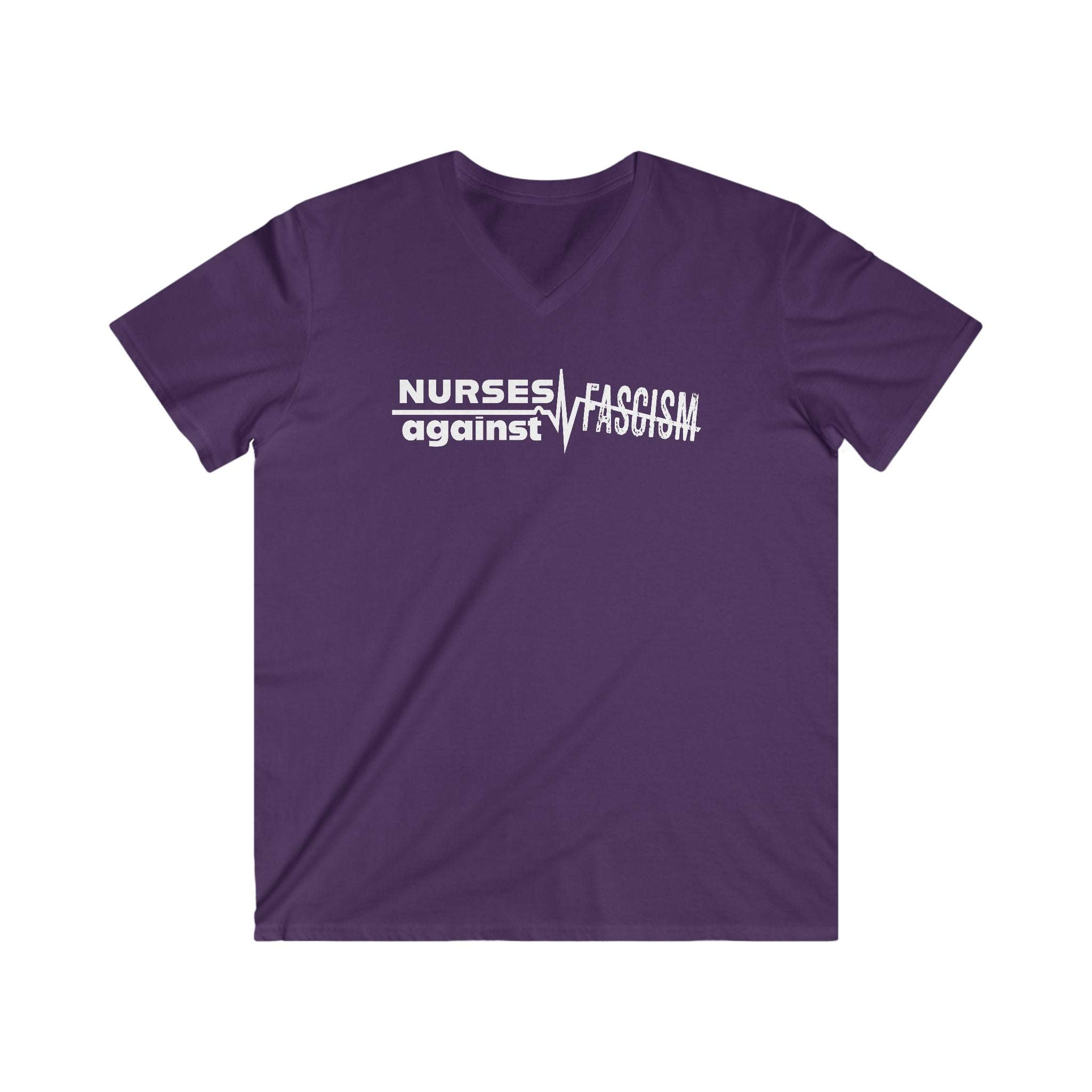 Unisex Medium fabric V-Neck T-Shirt - Nurses Against Fascism (front) - Nurses Against Cruelty (back) - 100% cotton - NAF-V-G5V00L