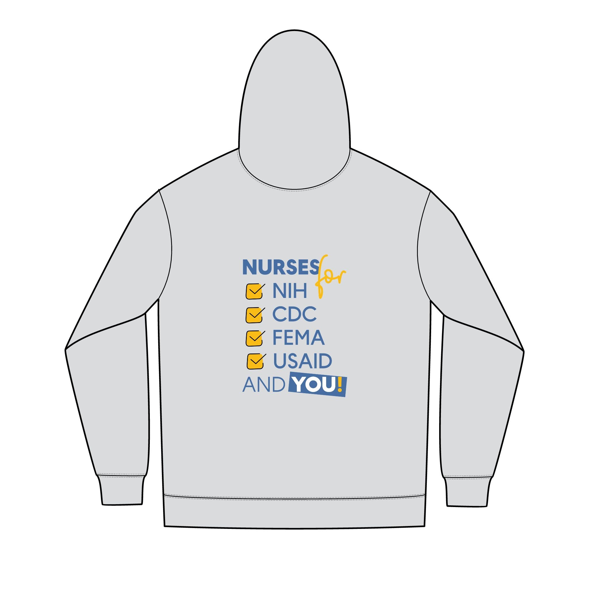 Men's Medium-heavy fabric Full-Zip Hoodie - Nurses Condemning Closure of USAID (front) - Nurses For NIH, CDC, FEMA, USAID, and YOU (back) - 60% recycled cotton, 40% recycled polyester - NFG-Z-DT8102
