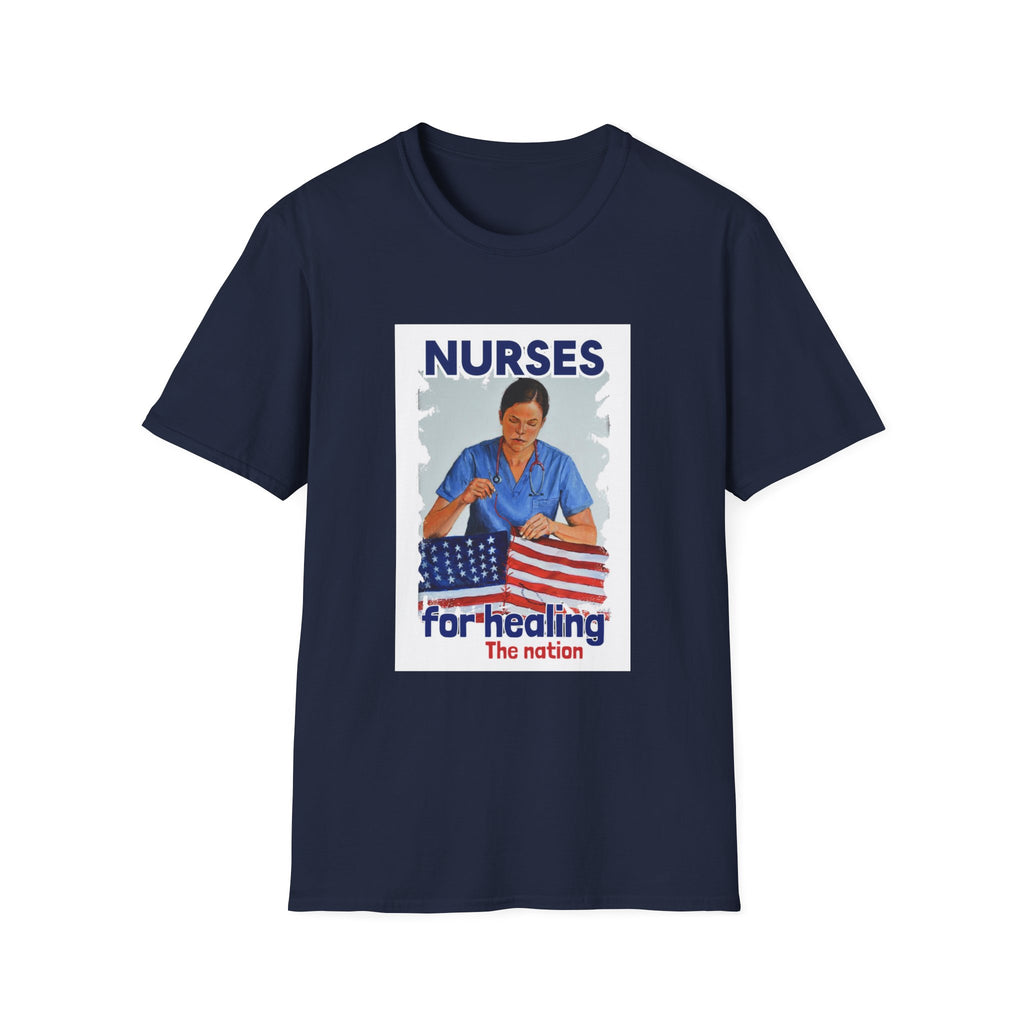 Unisex Lightweight fabric T-Shirt - Nurses For Healing The Nation (front) - Nurses Standing Up For Humanity (back) - 100% ring-spun cotton - NFH-T-G64000
