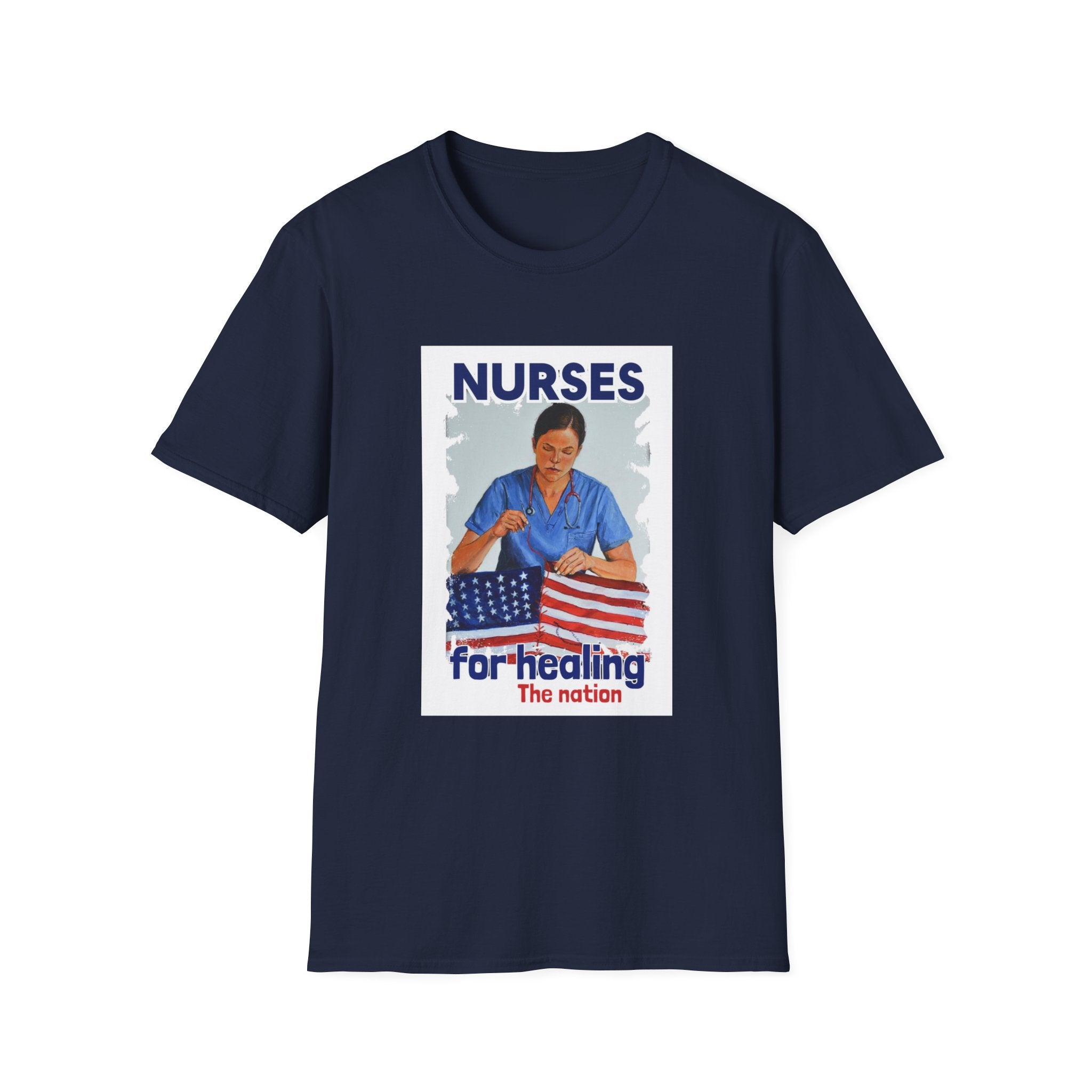 Unisex Lightweight fabric T-Shirt - Nurses For Healing The Nation (front) - Nurses Standing Up For Humanity (back) - 100% ring-spun cotton - NFH-T-G64000