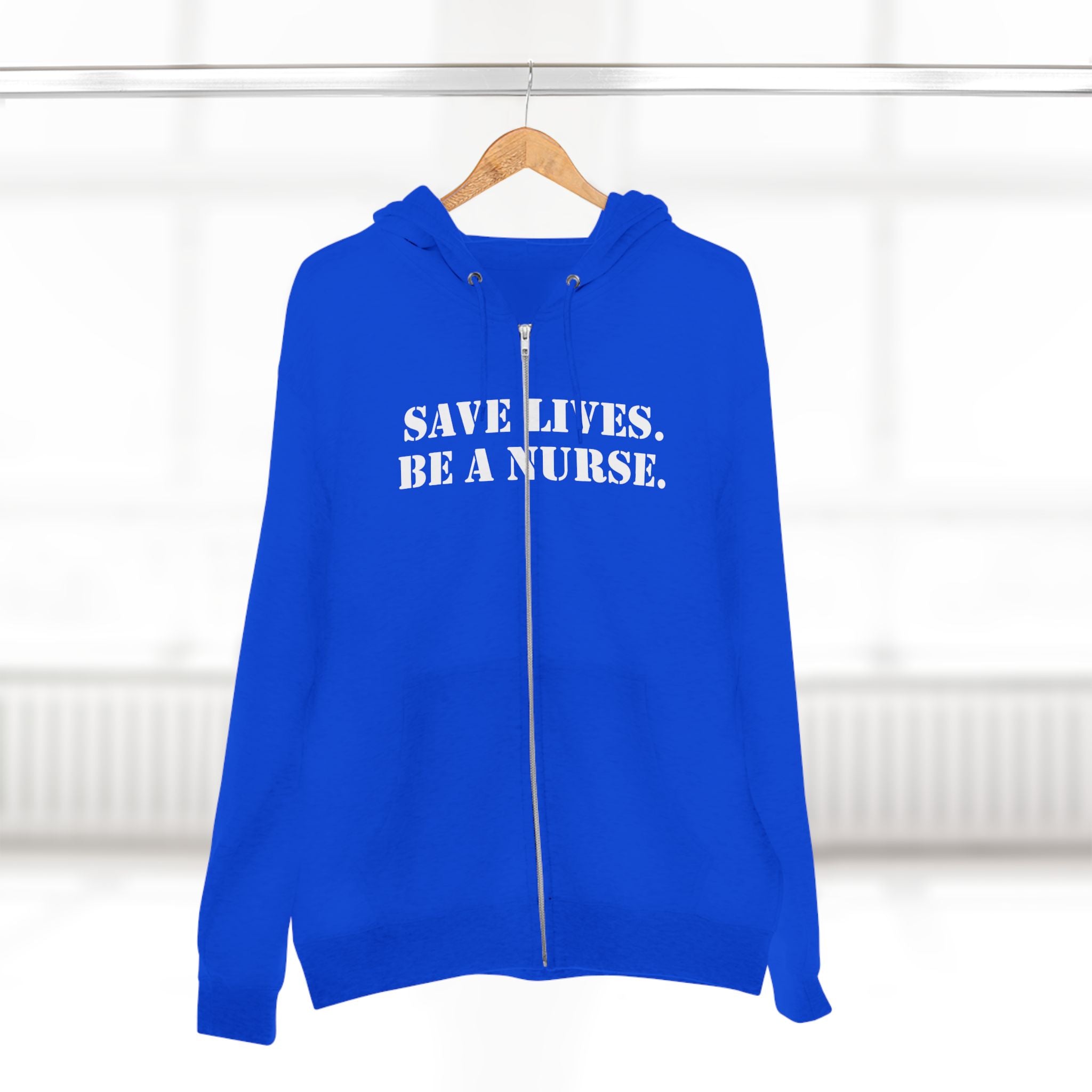 Men's District® Medium-heavy fabric Full-Zip Hoodie - Save Lives Be A Nurse (front) - Not Your Mom (back) - 60% recycled cotton, 40% recycled polyester -Lane Seven LS14003