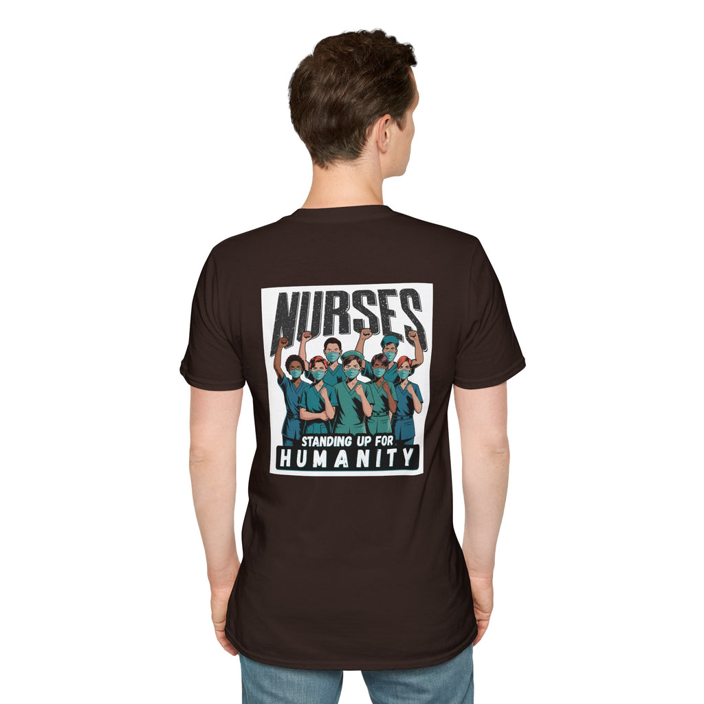 Unisex Lightweight fabric T-Shirt - Nurses For Healing The Nation (front) - Nurses Standing Up For Humanity (back) - 100% ring-spun cotton - NFH-T-G64000