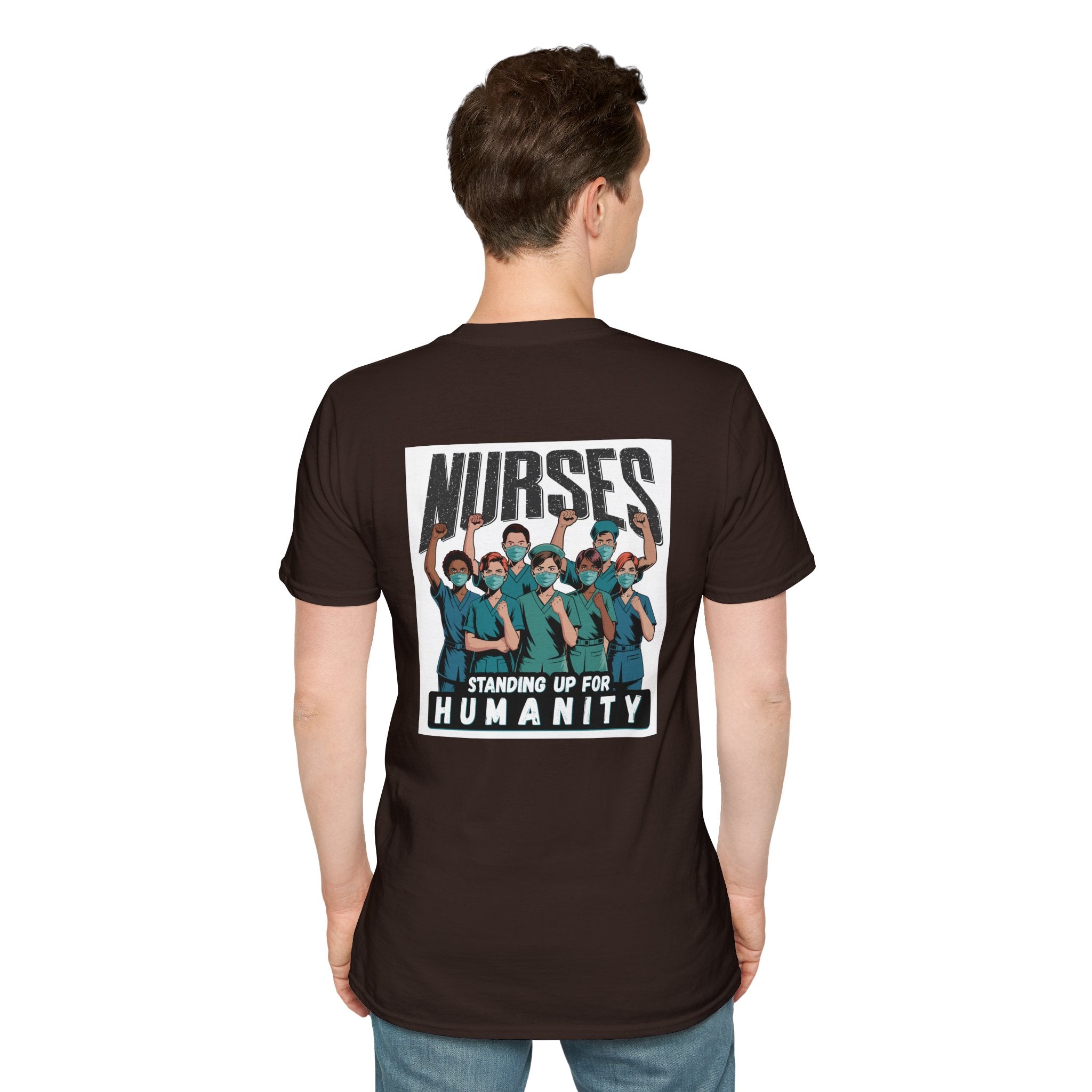 Unisex Lightweight fabric T-Shirt - Nurses For Healing The Nation (front) - Nurses Standing Up For Humanity (back) - 100% ring-spun cotton - NFH-T-G64000