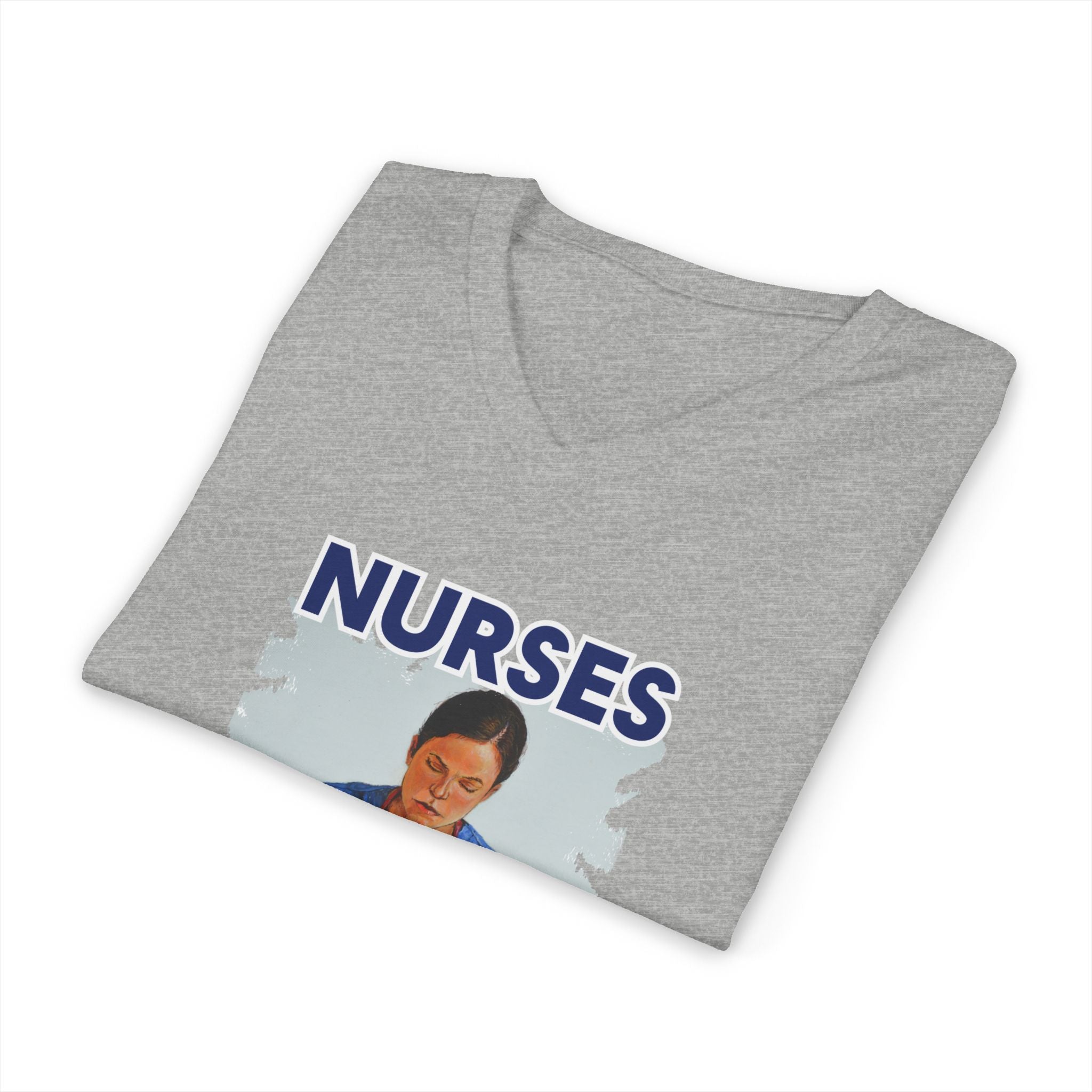 Unisex Lightweight fabric Jersey Short Sleeve V-Neck Tee - Nurses For Healing The Nation (front) - Nurses Standing Up For Humanity (back) - 100% cotton fabric - NFH-V-BC3005