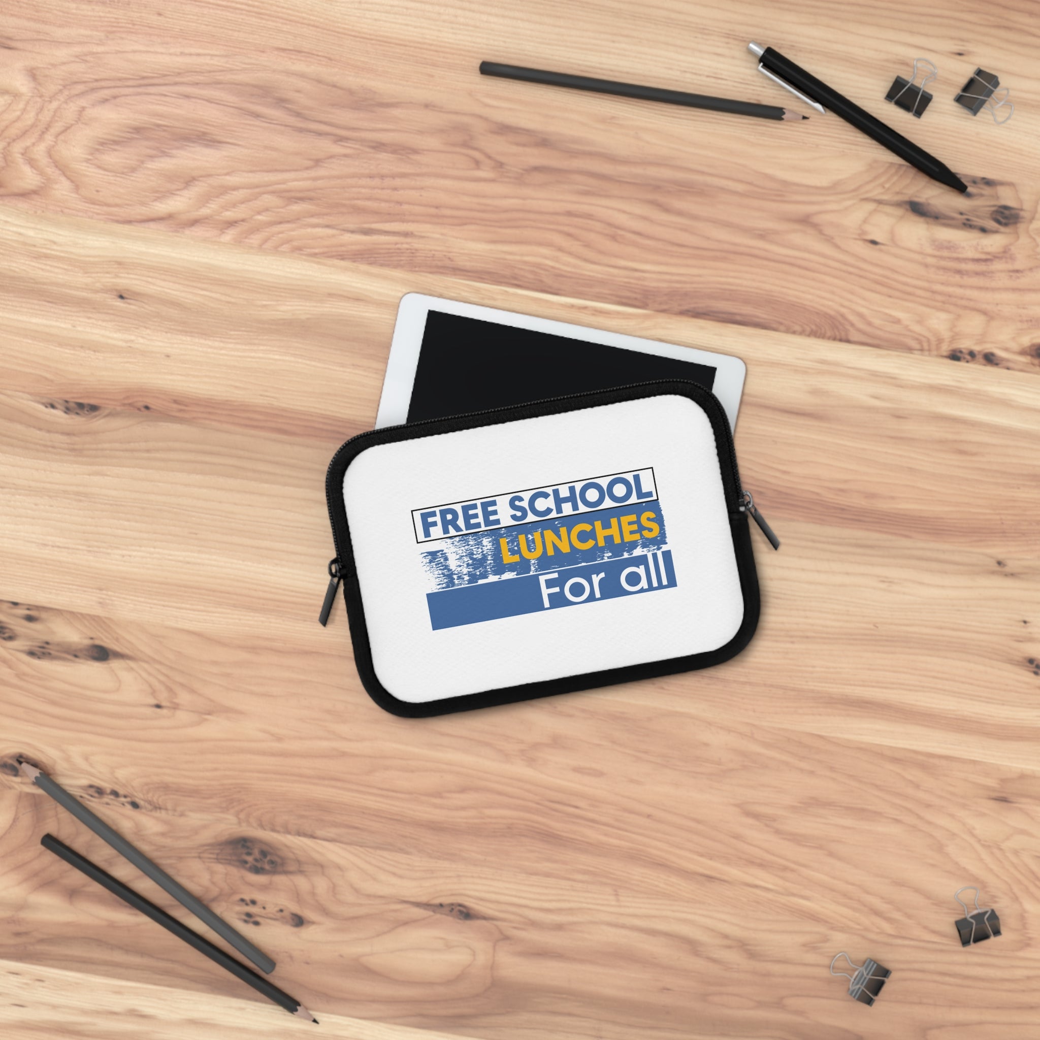 Laptop Sleeve - Free School Lunches For All (front) - Smooth neoprene - NAH-LS-01