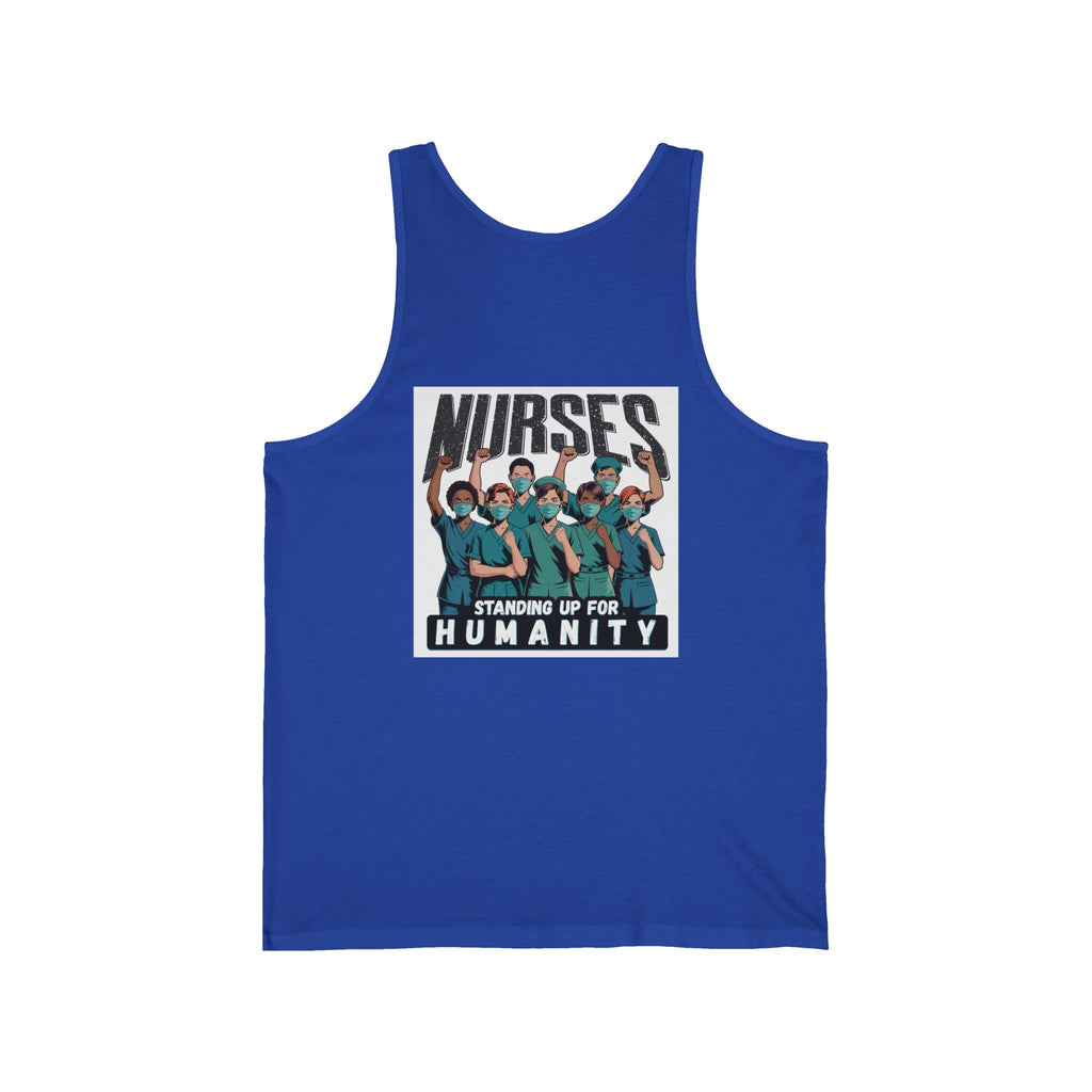 Unisex Light fabric Jersey Tank - Nurses For Healing The Nation (front) - Nurses Standing Up For Humanity (back) - 100% Airlume combed and ring-spun cotton - NFH-K-BC3480