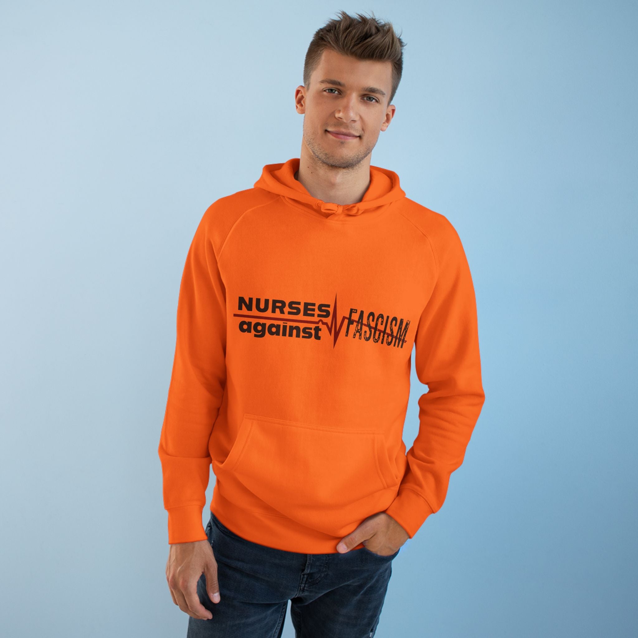 Unisex Mid-weight Hoodie - Nurses Against Fascism (front) - Nurses Against Cruelty (back) - 80% cotton, 20% polyester - NAF-H-AC5101