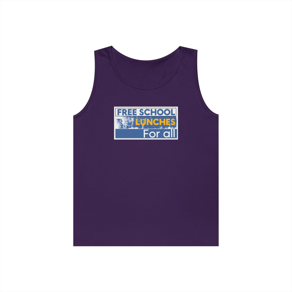 Unisex Medium fabric Cotton Tank Top - Free School Lunches For All (front) - Nurses Against The Rich Starving The Poor (back) - 100% cotton - NAH-K-G5200