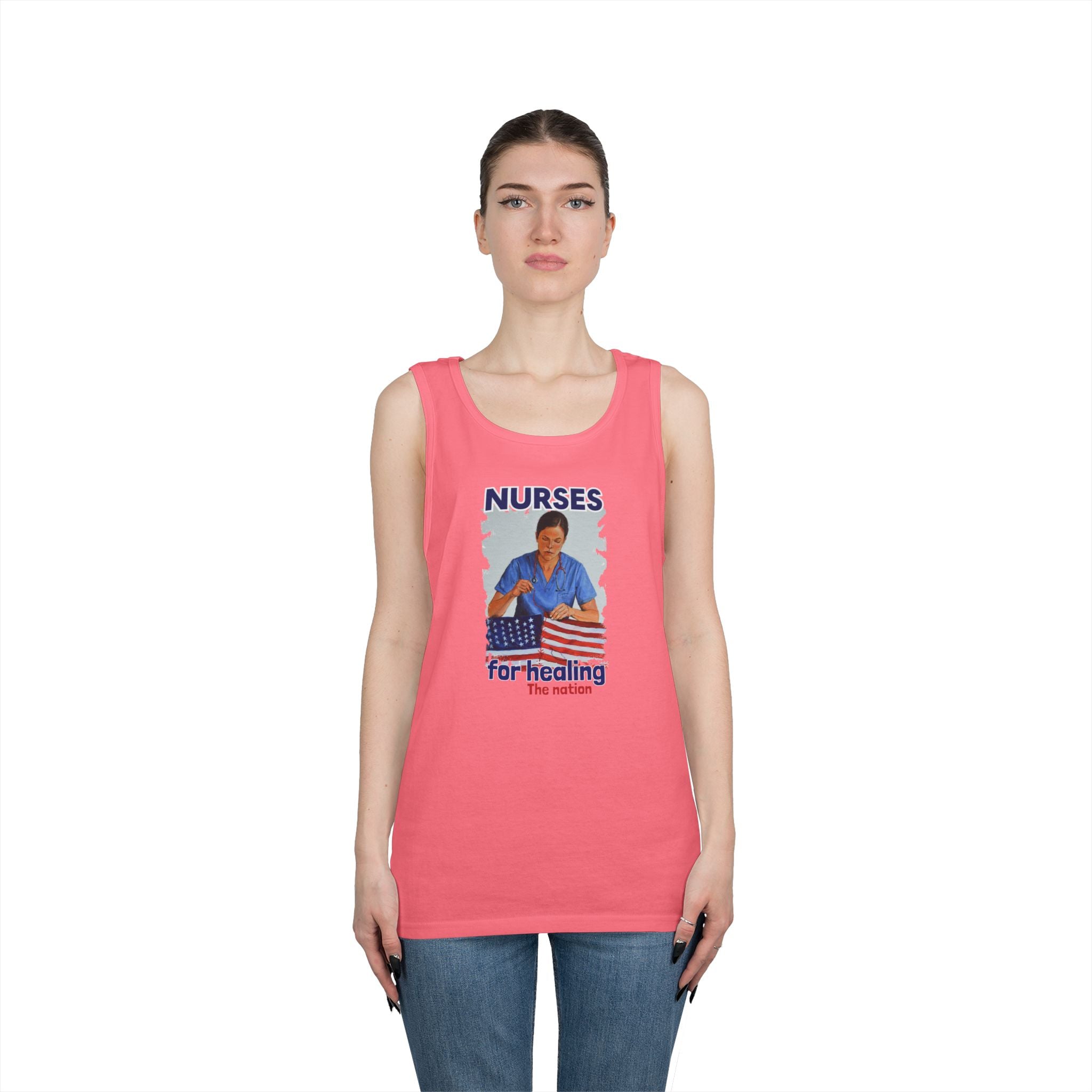Unisex Medium fabric Cotton Tank Top - Nurses For Healing The Nation (front) - Nurses Standing Up For Humanity (back) - 100% cotton - NFH-K-G5200
