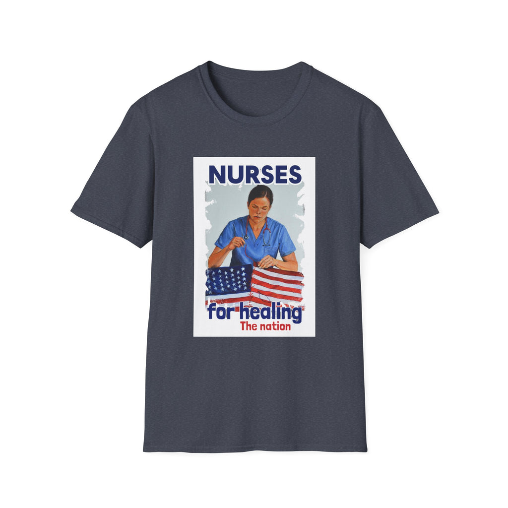 Unisex Lightweight fabric T-Shirt - Nurses For Healing The Nation (front) - Nurses Standing Up For Humanity (back) - 100% ring-spun cotton - NFH-T-G64000