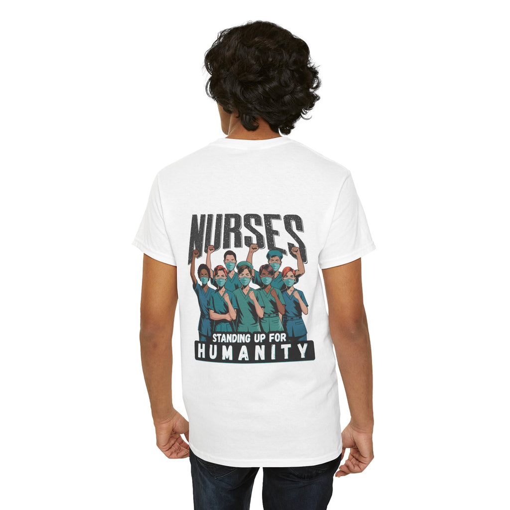 Unisex Medium fabric Cotton Tee - Nurses For Healing The Nation (front) - Nurses Standing Up For Humanity (back) - 100% cotton - NFH-T-G5000