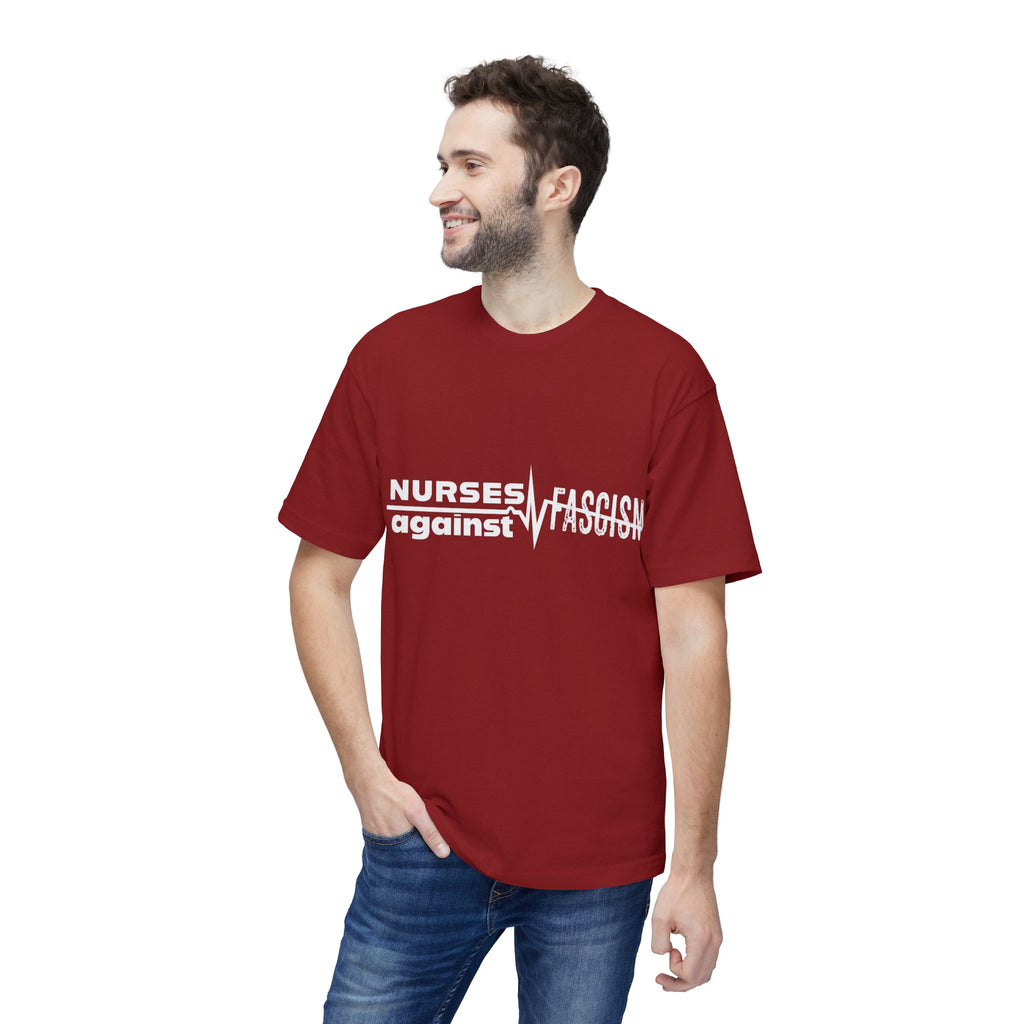 Unisex Midweight T-shirt, Nurses Against Fascism (front) - Nurses Against Cruelty (back) - 100% Polyster - NAF-T-BS5040