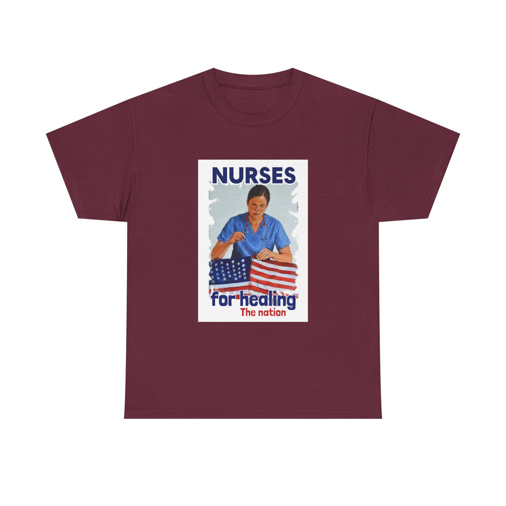 Unisex Medium fabric Cotton Tee - Nurses For Healing The Nation (front) - Nurses Standing Up For Humanity (back) - 100% cotton - NFH-T-G5000