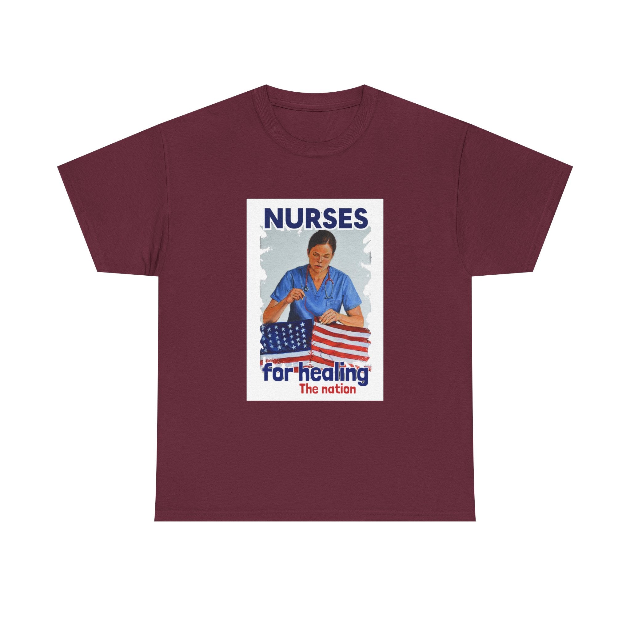 Unisex Medium fabric Cotton Tee - Nurses For Healing The Nation (front) - Nurses Standing Up For Humanity (back) - 100% cotton - NFH-T-G5000