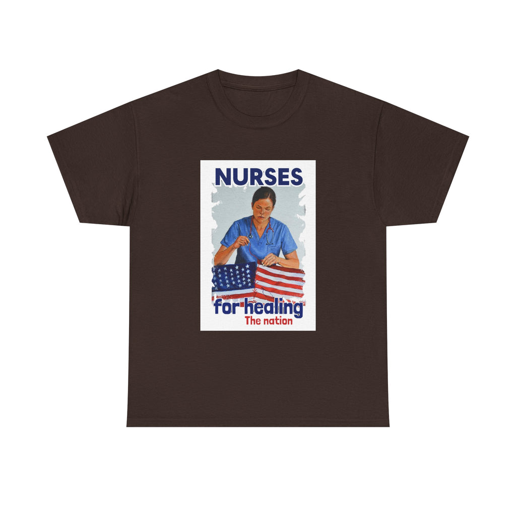 Unisex Medium fabric Cotton Tee - Nurses For Healing The Nation (front) - Nurses Standing Up For Humanity (back) - 100% cotton - NFH-T-G5000