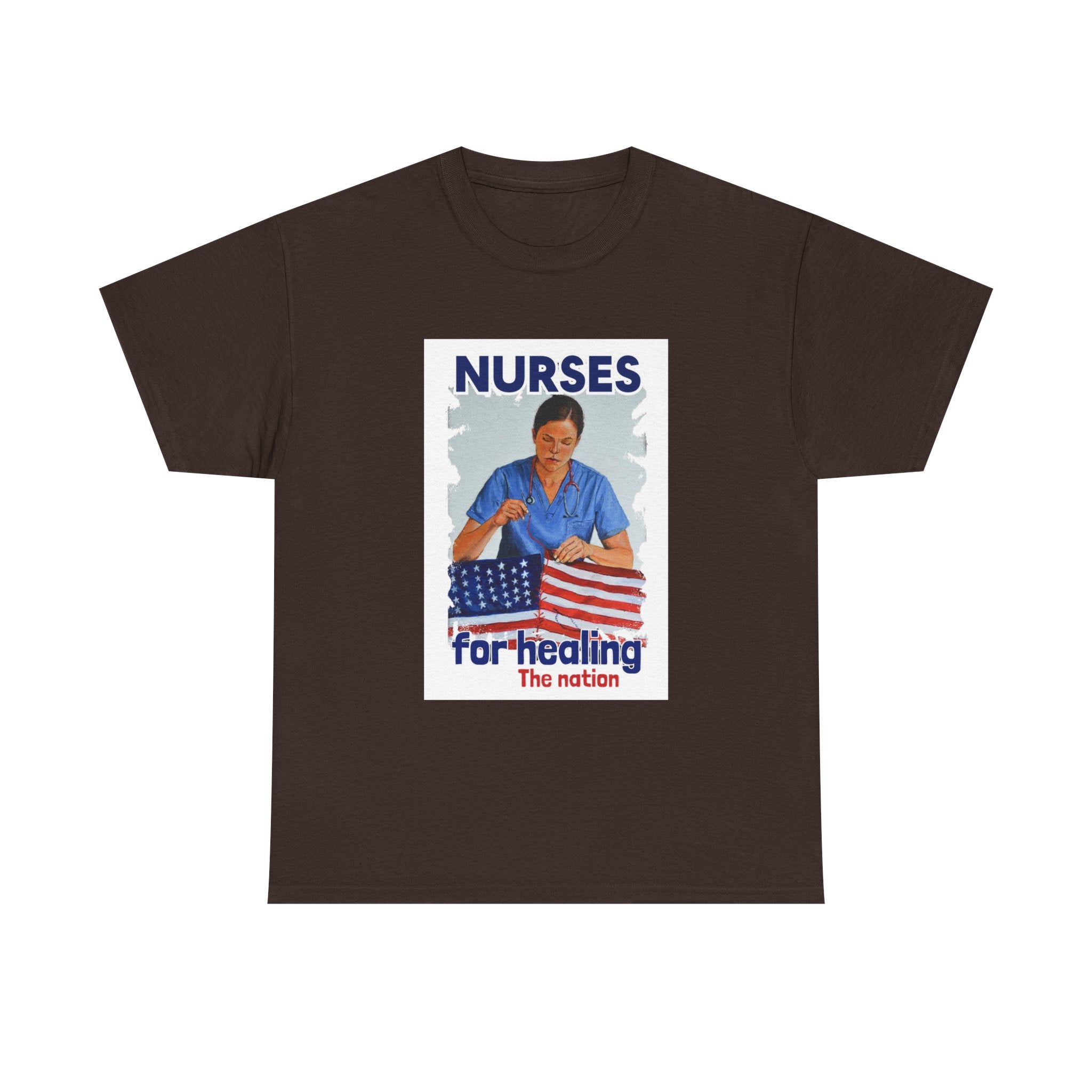 Unisex Medium fabric Cotton Tee - Nurses For Healing The Nation (front) - Nurses Standing Up For Humanity (back) - 100% cotton - NFH-T-G5000