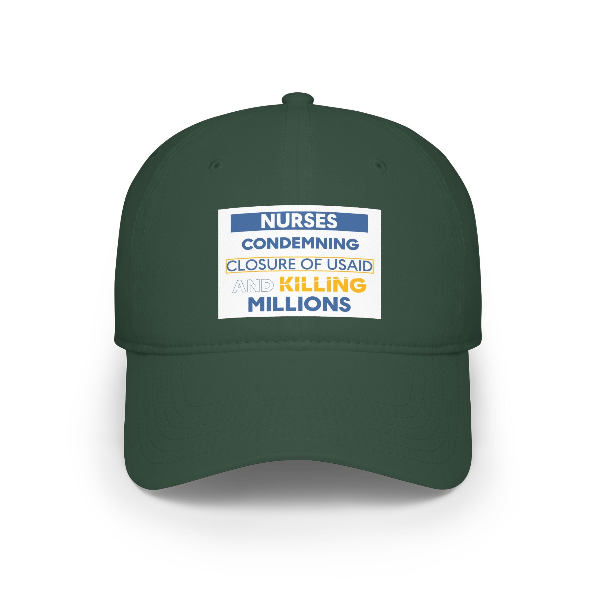 Unisex Baseball Cap - Nurses Condemning Closure of USAID (front) - 100% Cotton Twill - NFG-B-18-253