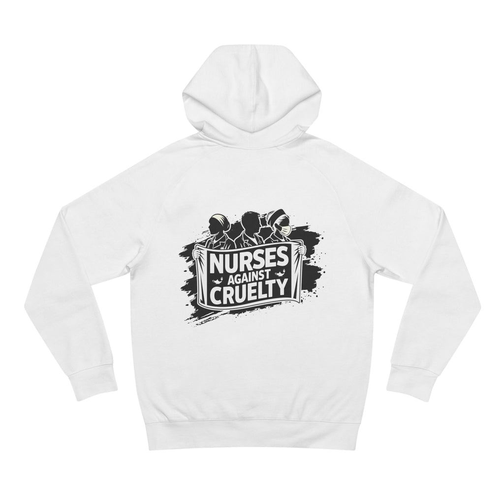 Unisex Mid-weight Hoodie - Nurses Against Fascism (front) - Nurses Against Cruelty (back) - 80% cotton, 20% polyester - NAF-H-AC5101