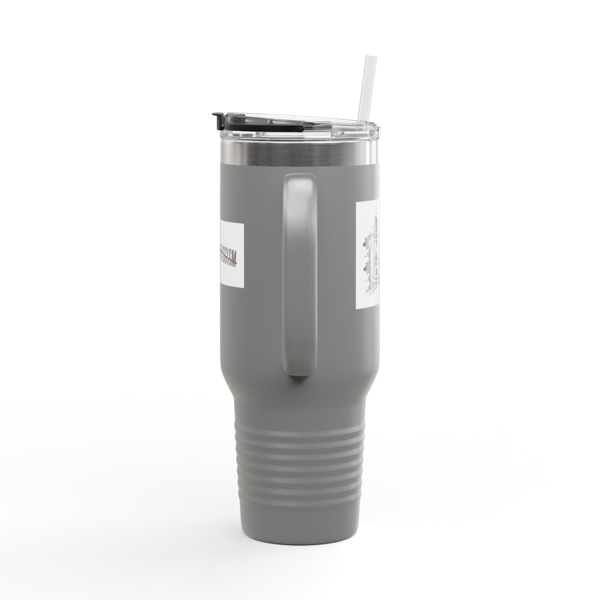 Travel Mug - Nurses Against Fascism (right) - Nurses Against Cruelty (left) - 100% stainless steel (body) - NAF-TM-40oz