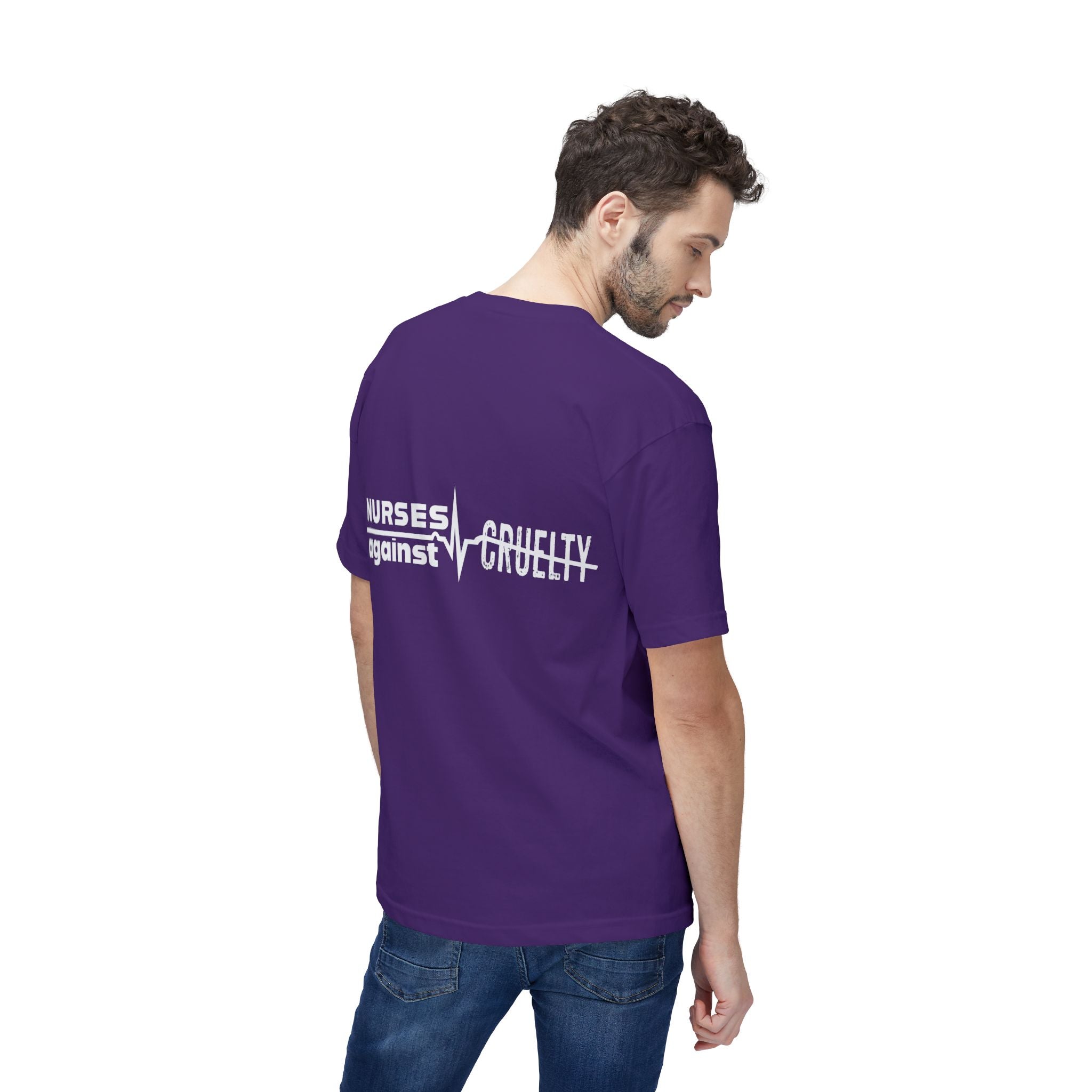Unisex Midweight T-shirt, Nurses Against Fascism (front) - Nurses Against Cruelty (back) - 100% Polyster - NAF-T-BS5040