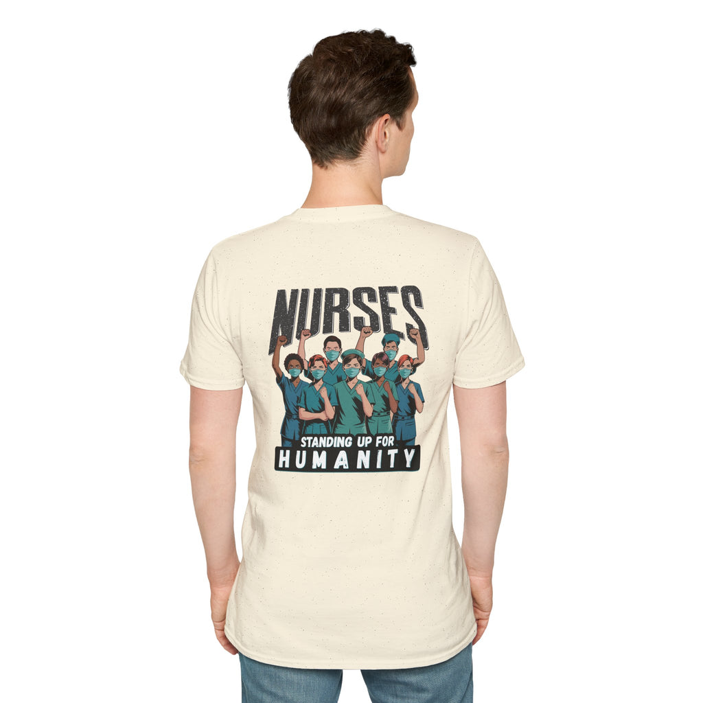 Unisex Lightweight fabric T-Shirt - Nurses For Healing The Nation (front) - Nurses Standing Up For Humanity (back) - 100% ring-spun cotton - NFH-T-G64000