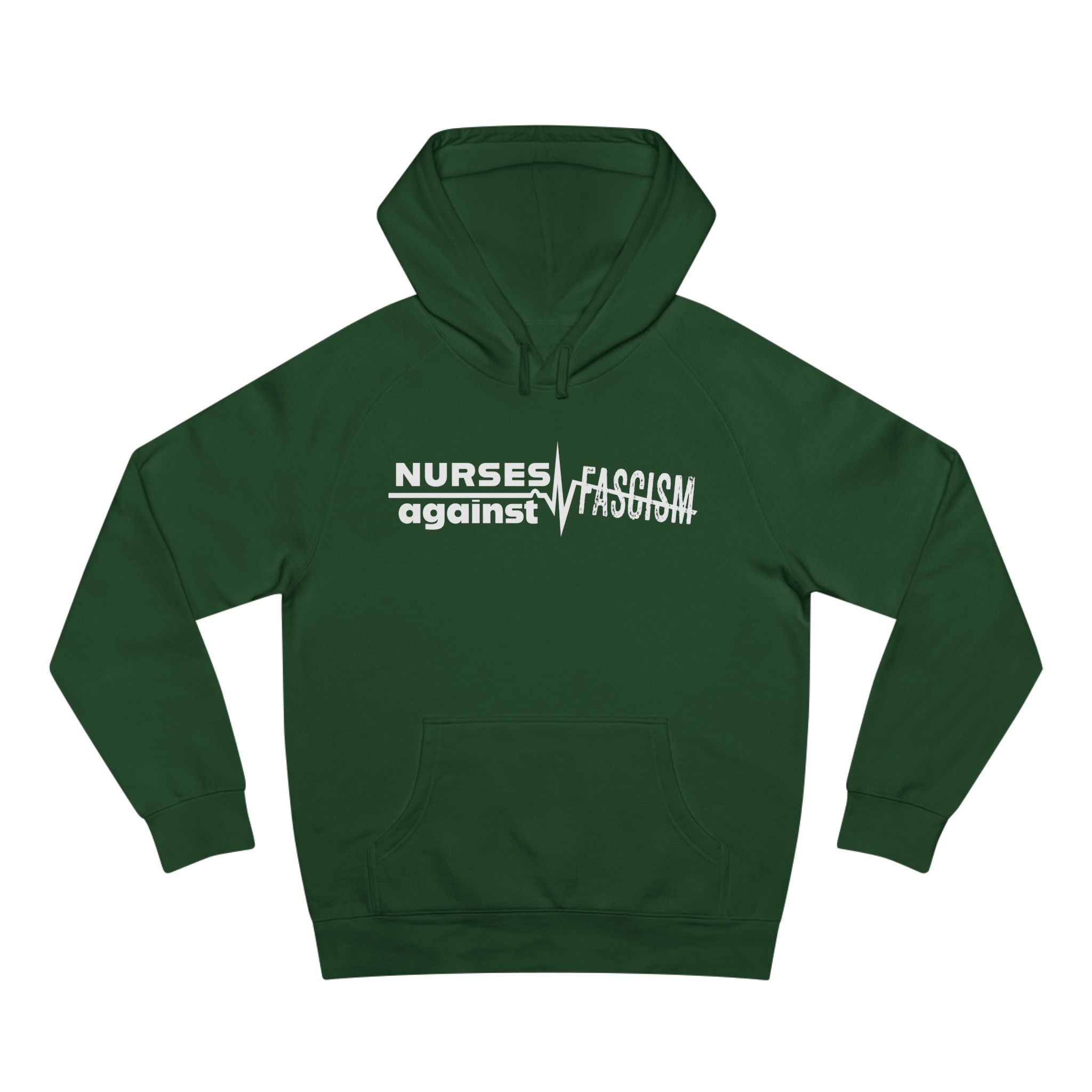 Unisex Mid-weight Hoodie - Nurses Against Fascism (front) - Nurses Against Cruelty (back) - 80% cotton, 20% polyester - NAF-H-AC5101