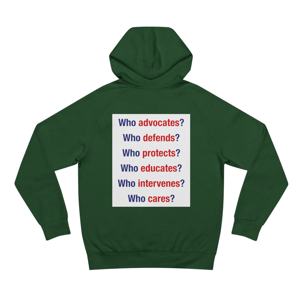 Unisex Mid-weight Hoodie - Save Lives Be A Nurse (front) - Who Advocates? Who Defend? (back) - 80% cotton, 20% Polyester - SLA-H-AC5101