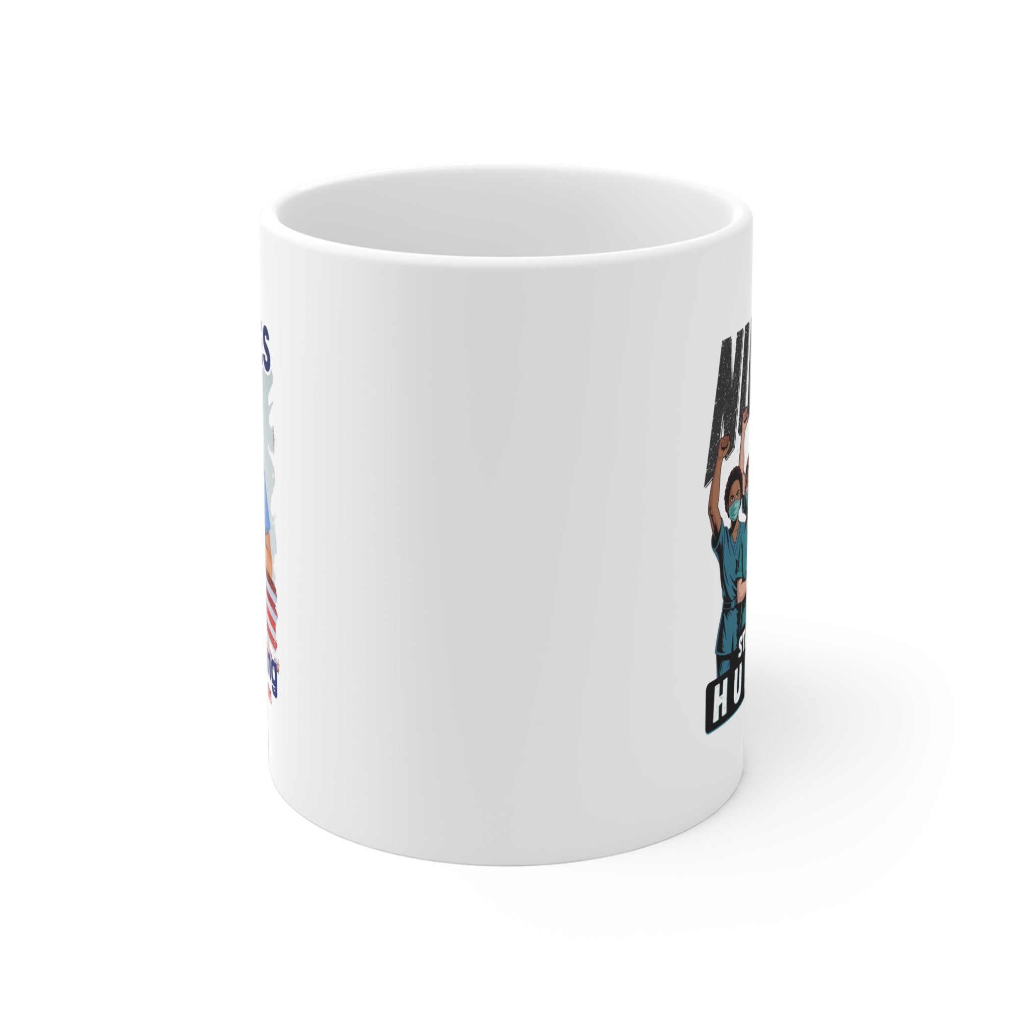 Unisex Ceramic Mug - Nurses For Healing The Nation (right) - Nurses Standing Up For Humanity (left) - Durable white Ceramic - NFH-CM-ORCA
