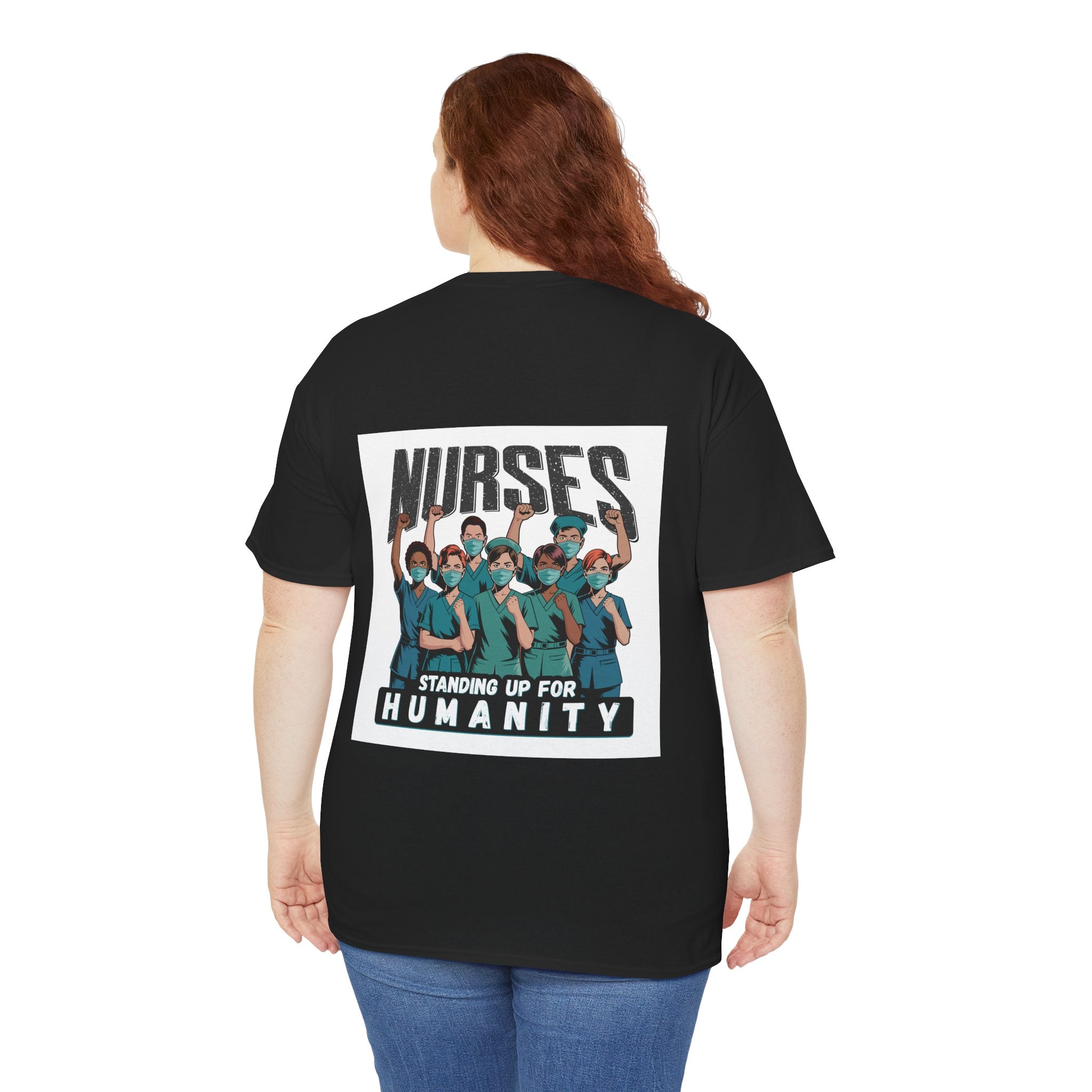 Unisex Medium fabric Cotton Tee - Nurses For Healing The Nation (front) - Nurses Standing Up For Humanity (back) - 100% cotton - NFH-T-G5000