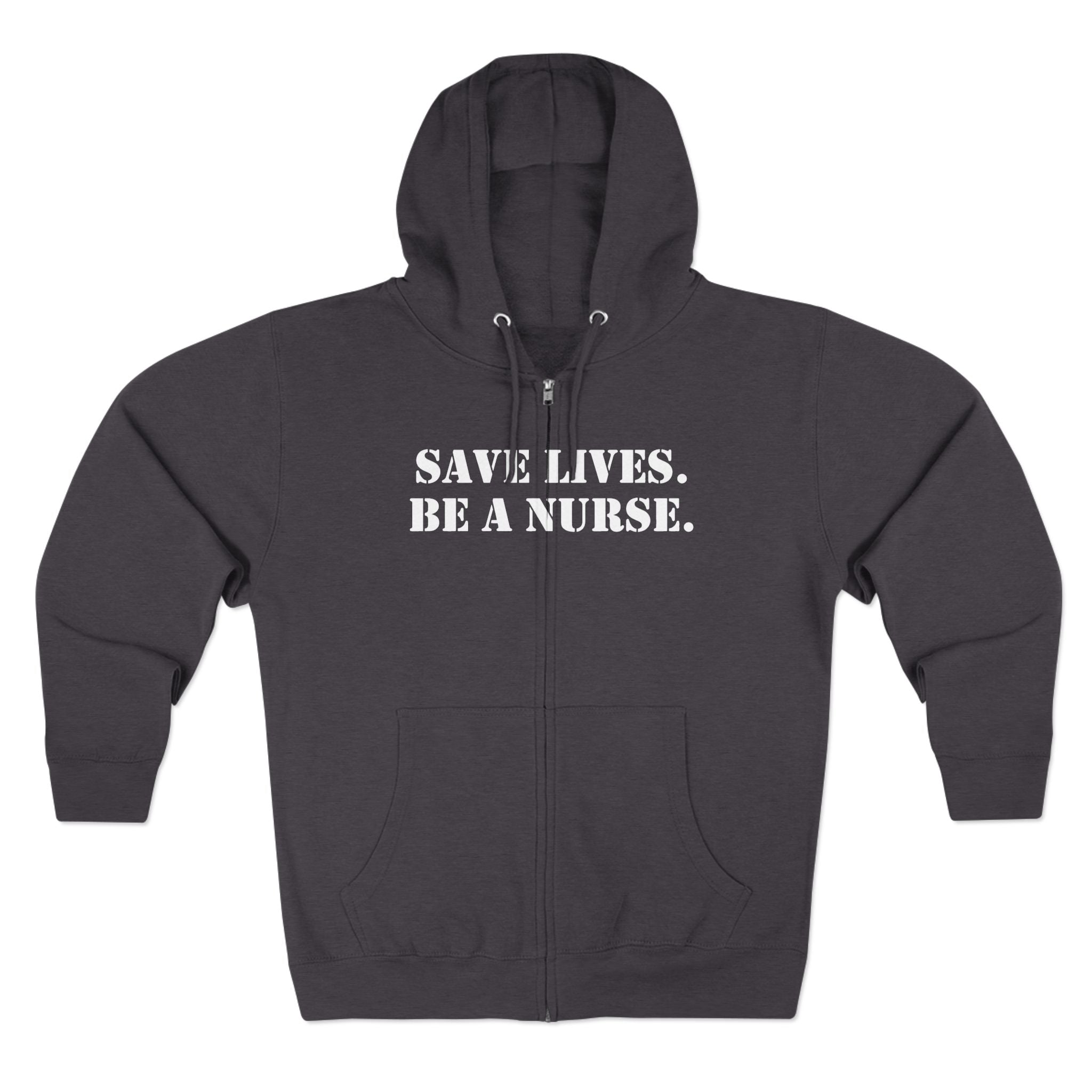 Men's District® Medium-heavy fabric Full-Zip Hoodie - Save Lives Be A Nurse (front) - Not Your Mom (back) - 60% recycled cotton, 40% recycled polyester -Lane Seven LS14003