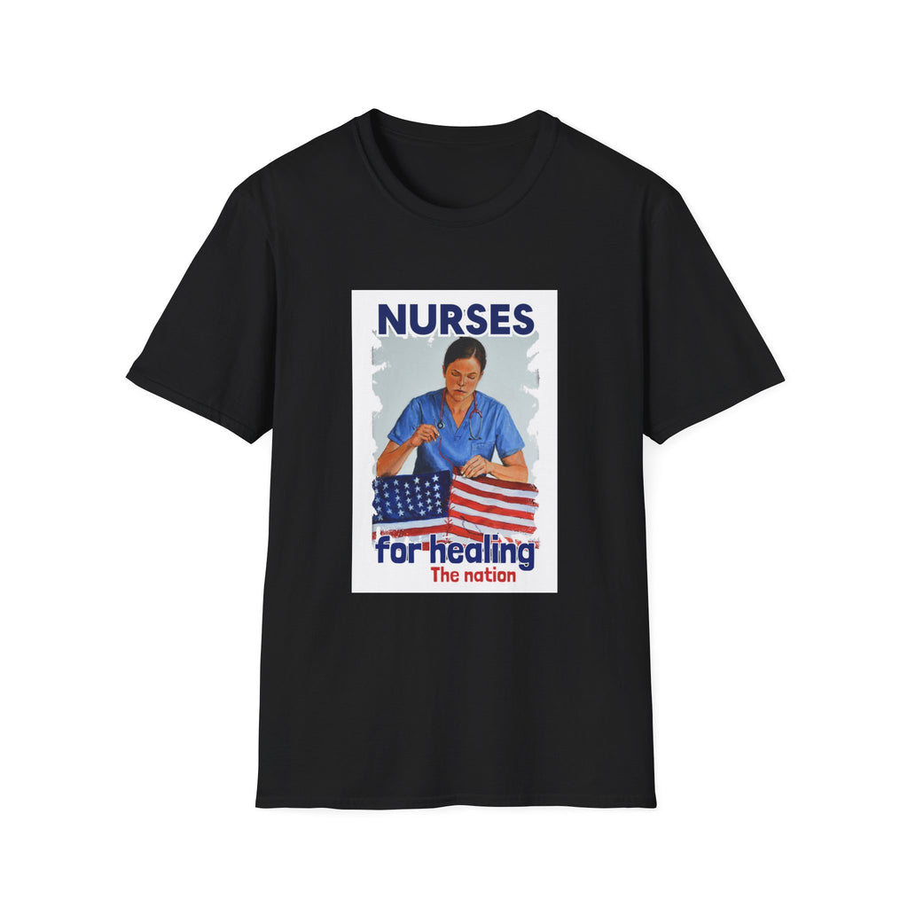 Unisex Lightweight fabric T-Shirt - Nurses For Healing The Nation (front) - Nurses Standing Up For Humanity (back) - 100% ring-spun cotton - NFH-T-G64000