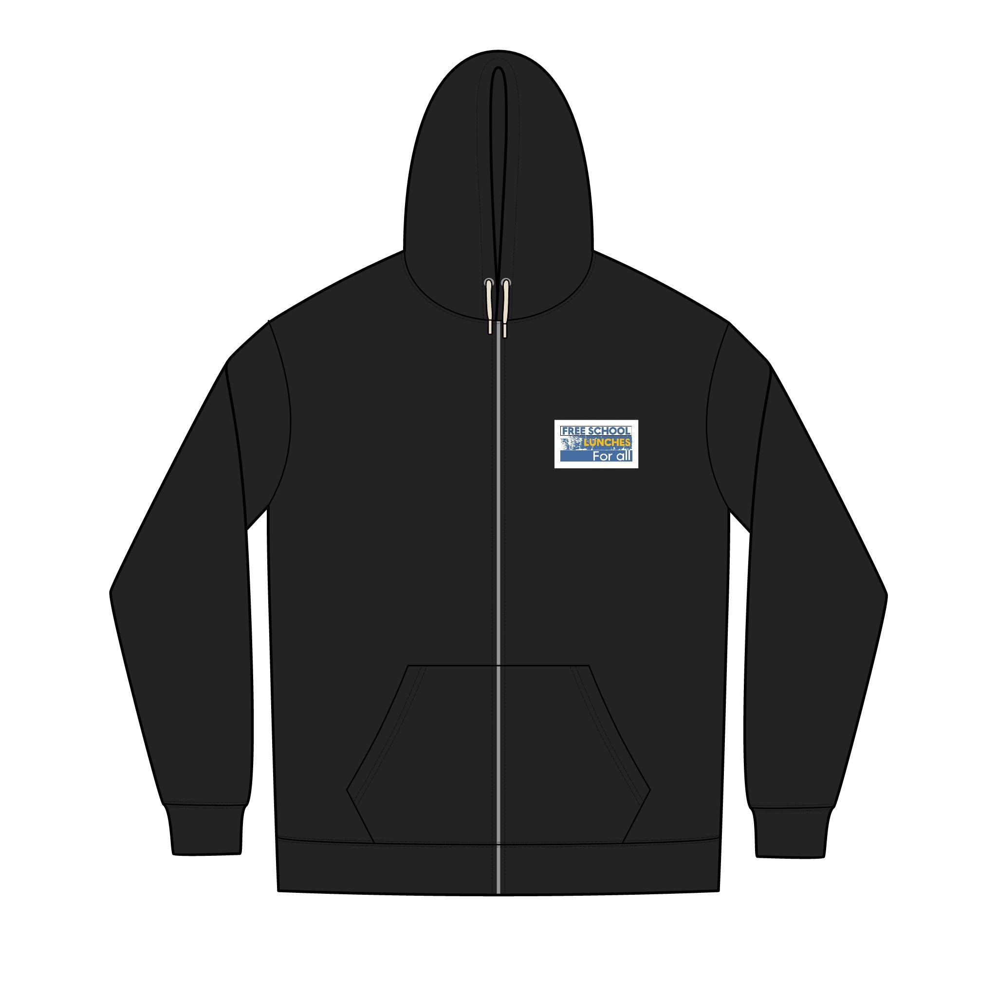 Men's Medium-heavy fabric Full-Zip Hoodie - Free School Lunches For All (front) - Nurses Against The Rich Starving The Poor (back) - 60% recycled cotton, 40% recycled polyester - NAH-Z-DT8102