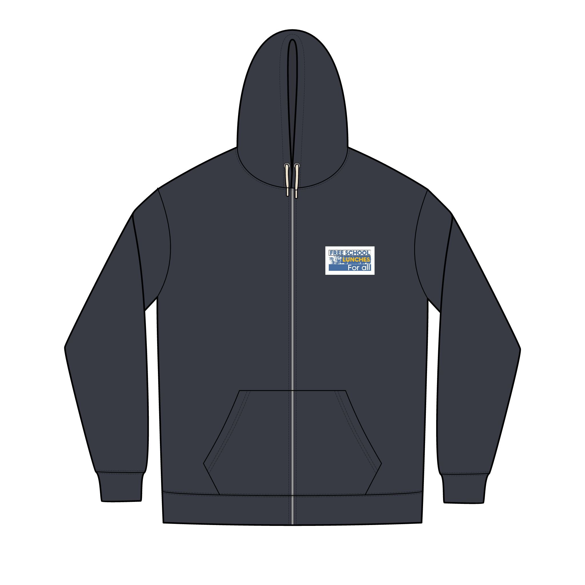 Men's Medium-heavy fabric Full-Zip Hoodie - Free School Lunches For All (front) - Nurses Against The Rich Starving The Poor (back) - 60% recycled cotton, 40% recycled polyester - NAH-Z-DT8102