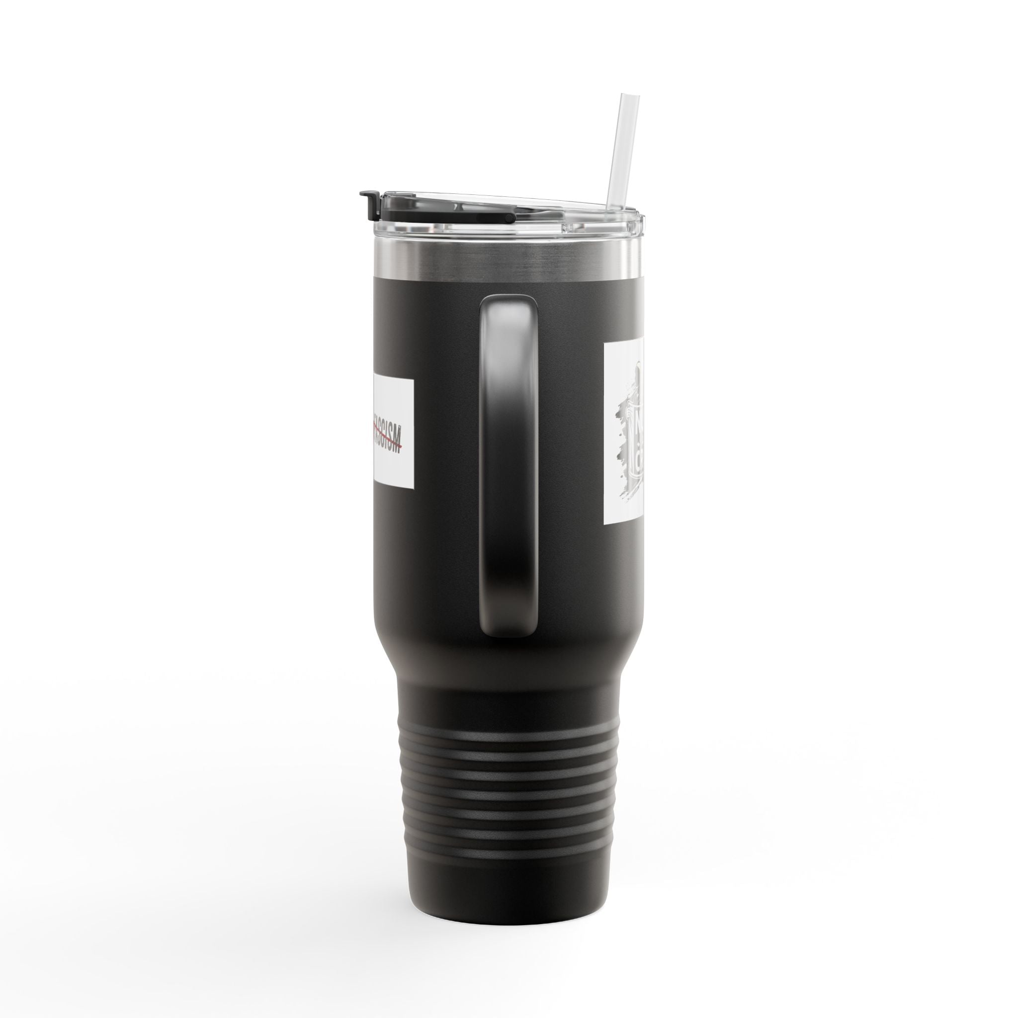 Travel Mug - Nurses Against Fascism (right) - Nurses Against Cruelty (left) - 100% stainless steel (body) - NAF-TM-40oz