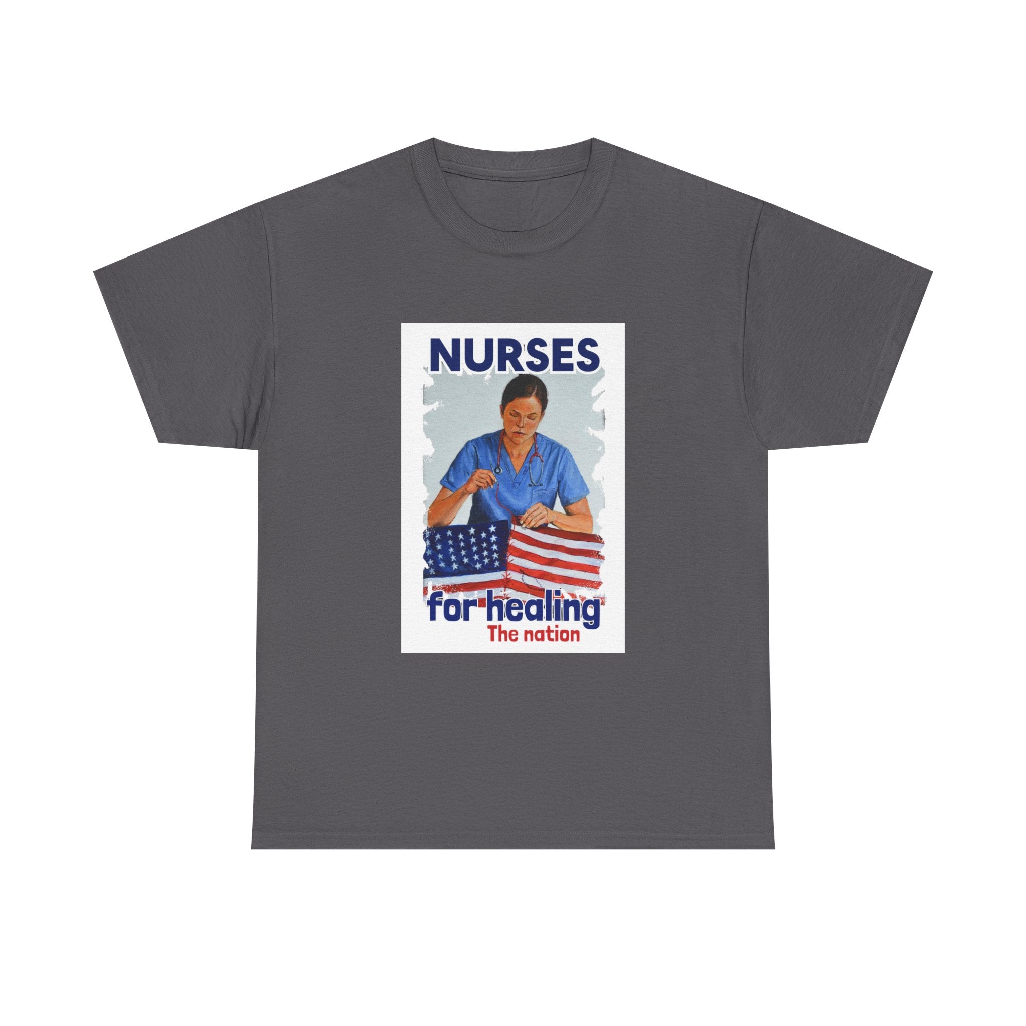 Unisex Medium fabric Cotton Tee - Nurses For Healing The Nation (front) - Nurses Standing Up For Humanity (back) - 100% cotton - NFH-T-G5000