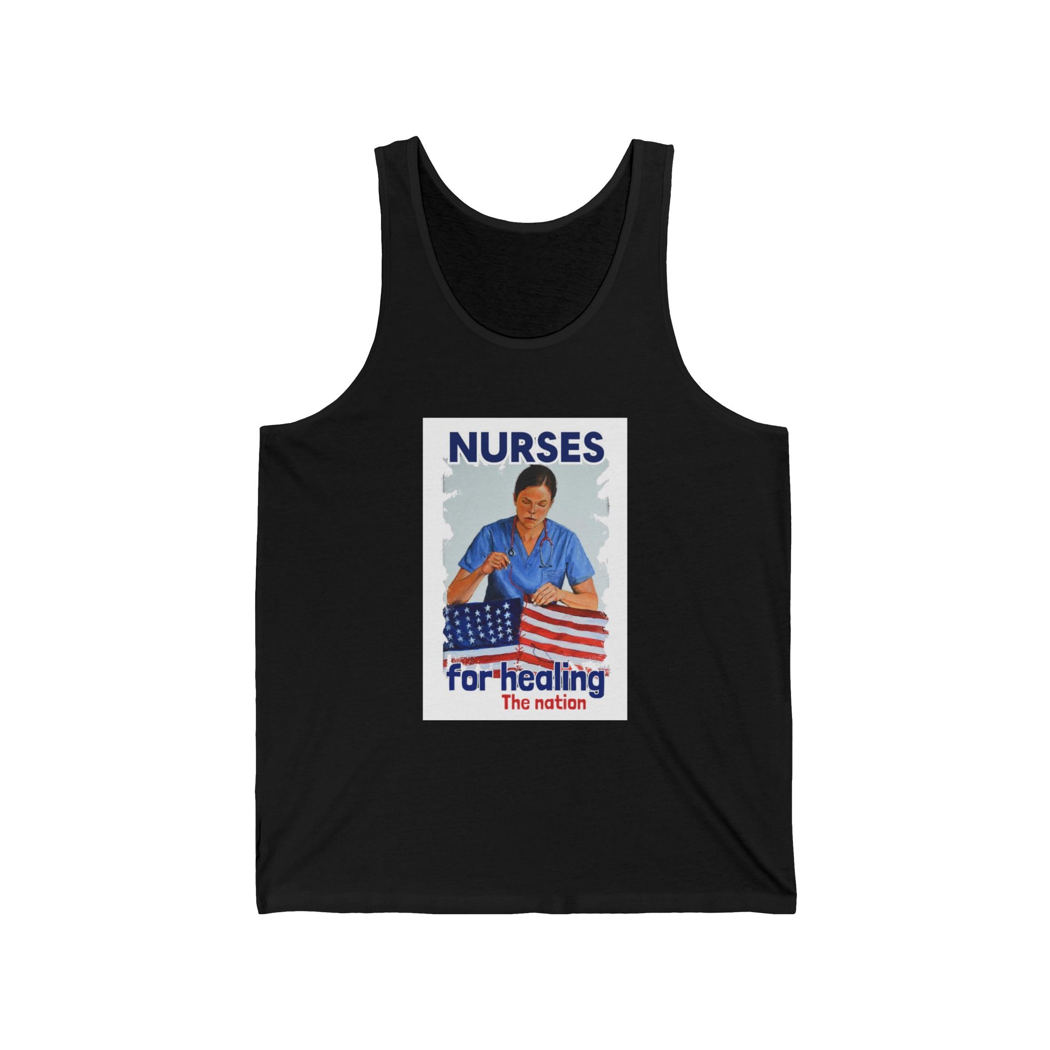 Unisex Light fabric Jersey Tank - Nurses For Healing The Nation (front) - Nurses Standing Up For Humanity (back) - 100% Airlume combed and ring-spun cotton - NFH-K-BC3480