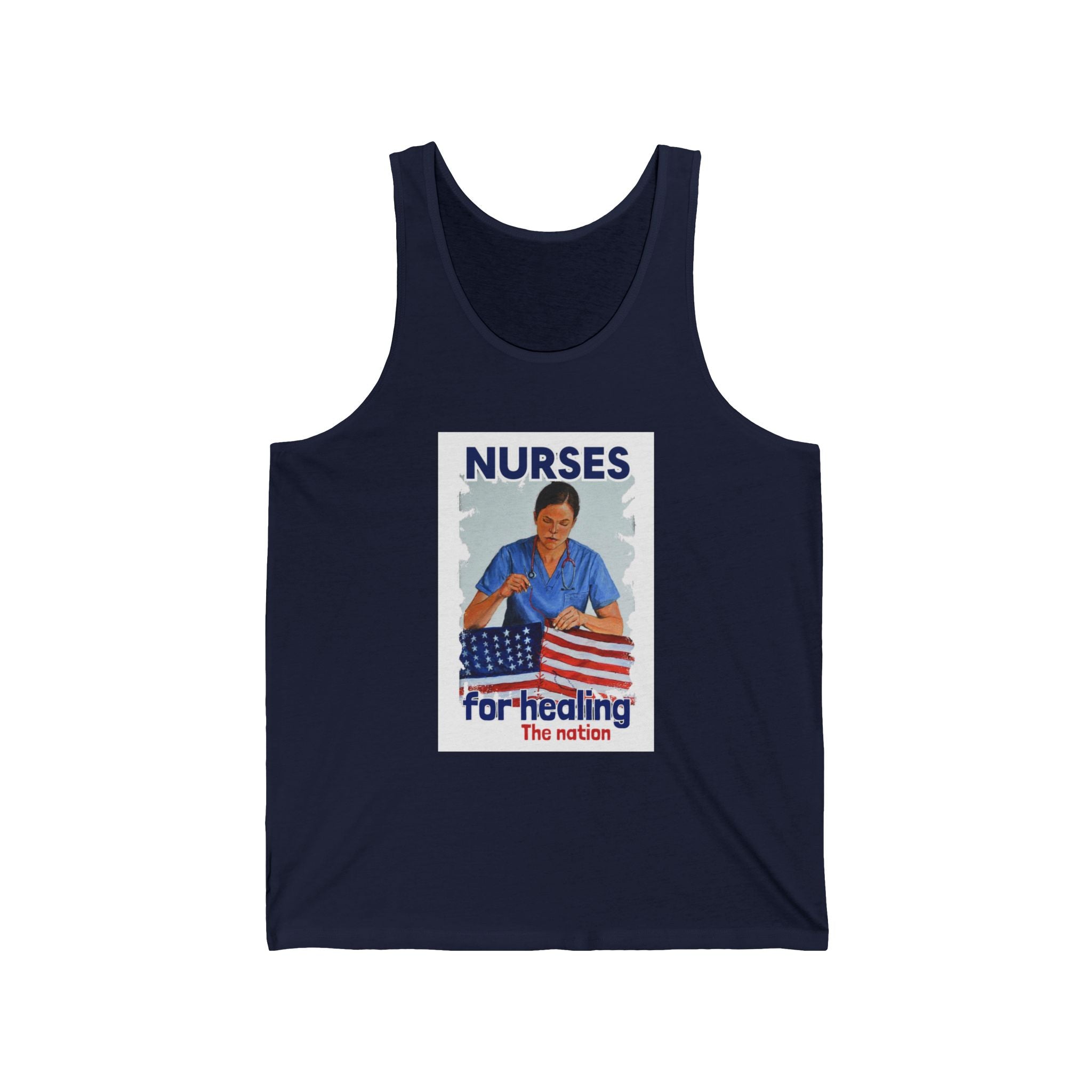 Unisex Light fabric Jersey Tank - Nurses For Healing The Nation (front) - Nurses Standing Up For Humanity (back) - 100% Airlume combed and ring-spun cotton - NFH-K-BC3480