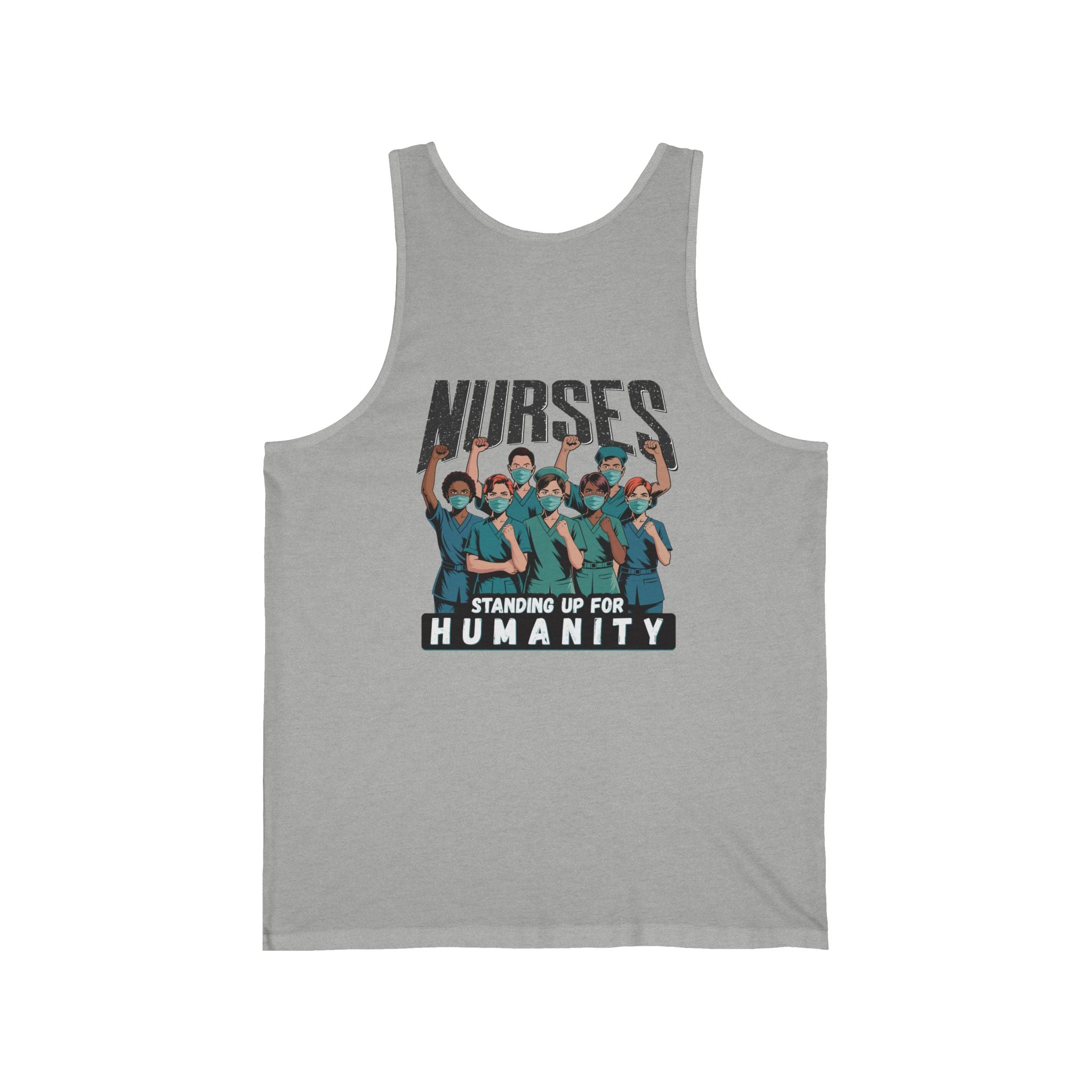 Unisex Light fabric Jersey Tank - Nurses For Healing The Nation (front) - Nurses Standing Up For Humanity (back) - 100% Airlume combed and ring-spun cotton - NFH-K-BC3480