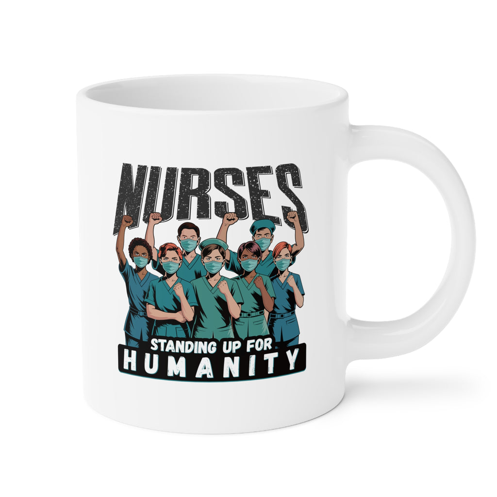 Unisex Ceramic Mug - Nurses For Healing The Nation (right) - Nurses Standing Up For Humanity (left) - Durable white Ceramic - NFH-CM-ORCA