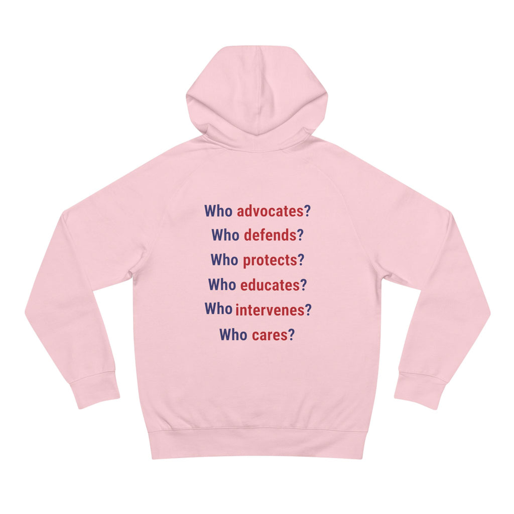 Unisex Mid-weight Hoodie - Save Lives Be A Nurse (front) - Who Advocates? Who Defend? (back) - 80% cotton, 20% Polyester - SLA-H-AC5101