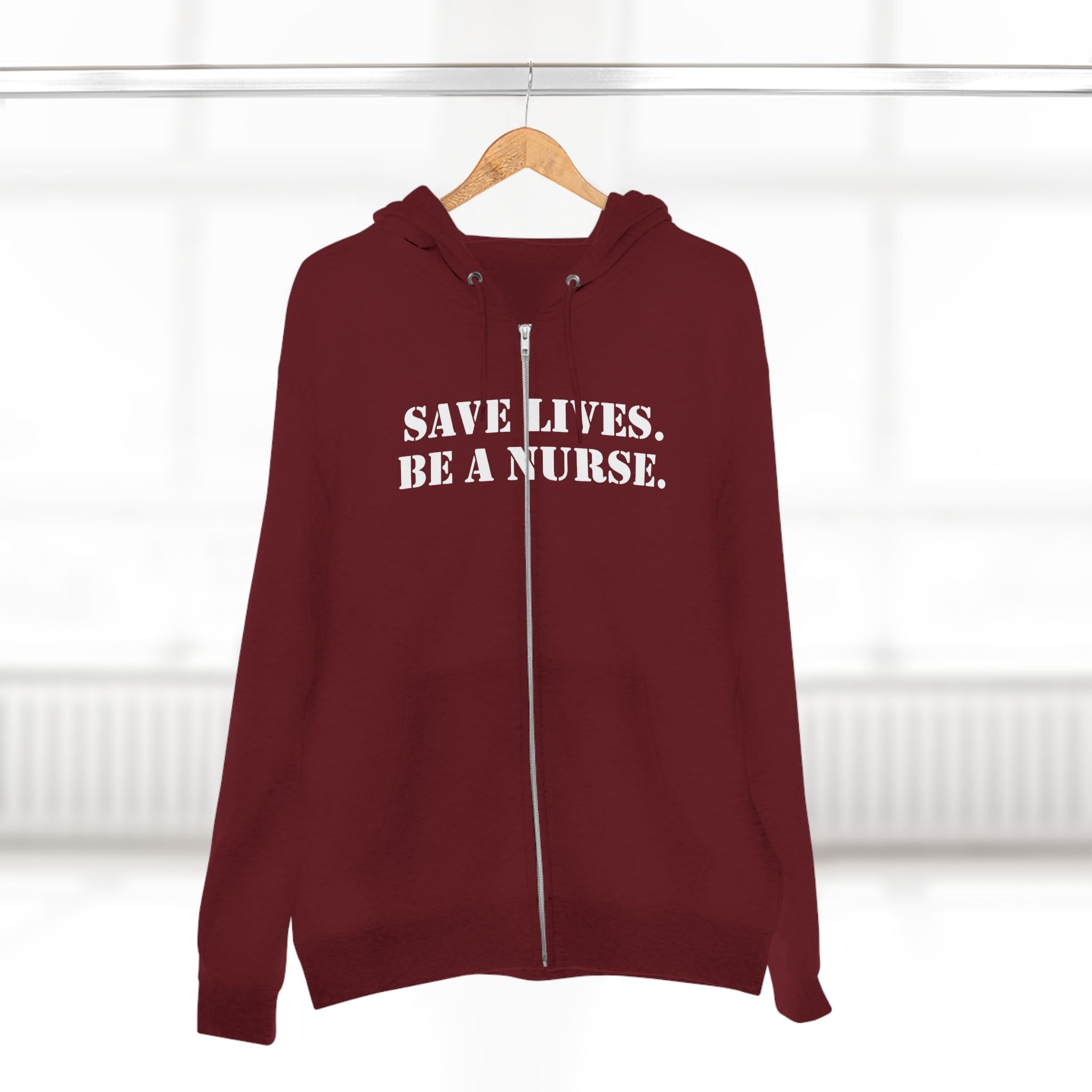 Men's District® Medium-heavy fabric Full-Zip Hoodie - Save Lives Be A Nurse (front) - Not Your Mom (back) - 60% recycled cotton, 40% recycled polyester -Lane Seven LS14003