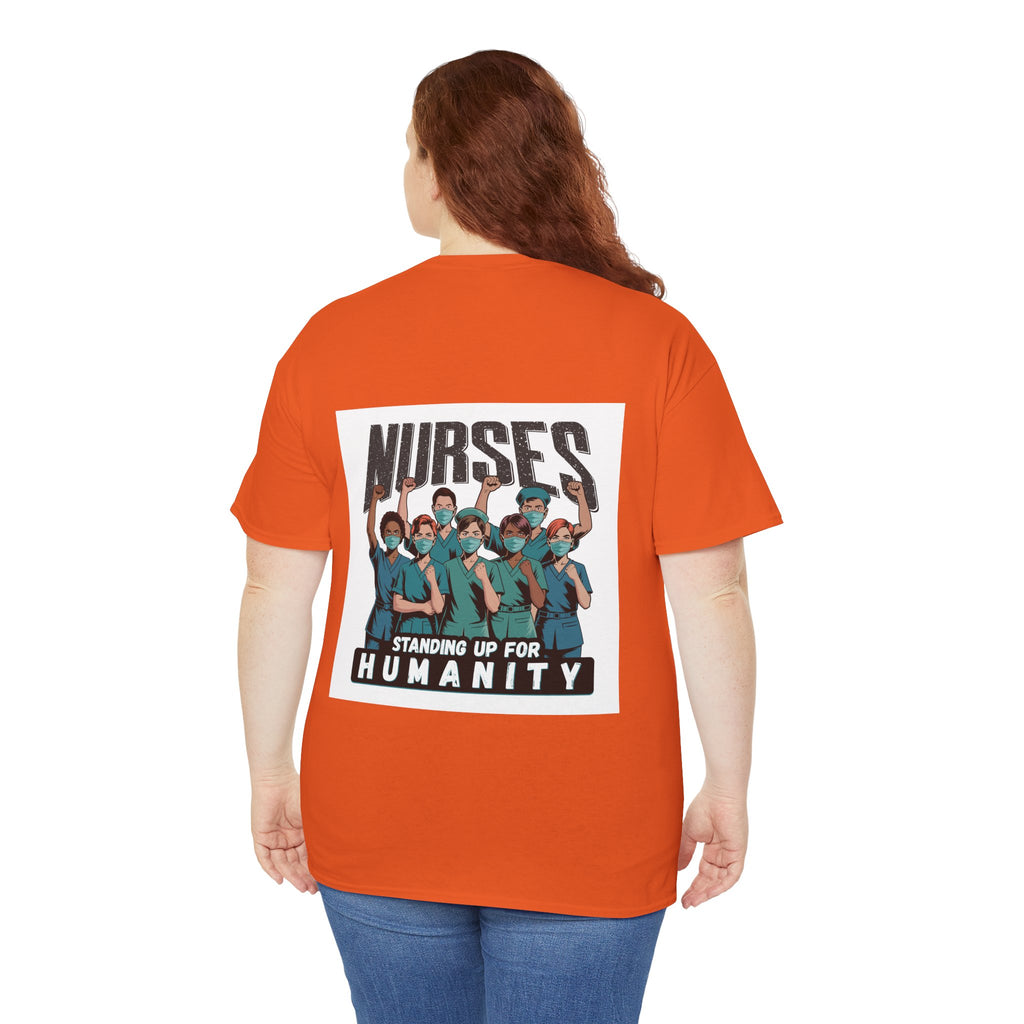 Unisex Medium fabric Cotton Tee - Nurses For Healing The Nation (front) - Nurses Standing Up For Humanity (back) - 100% cotton - NFH-T-G5000